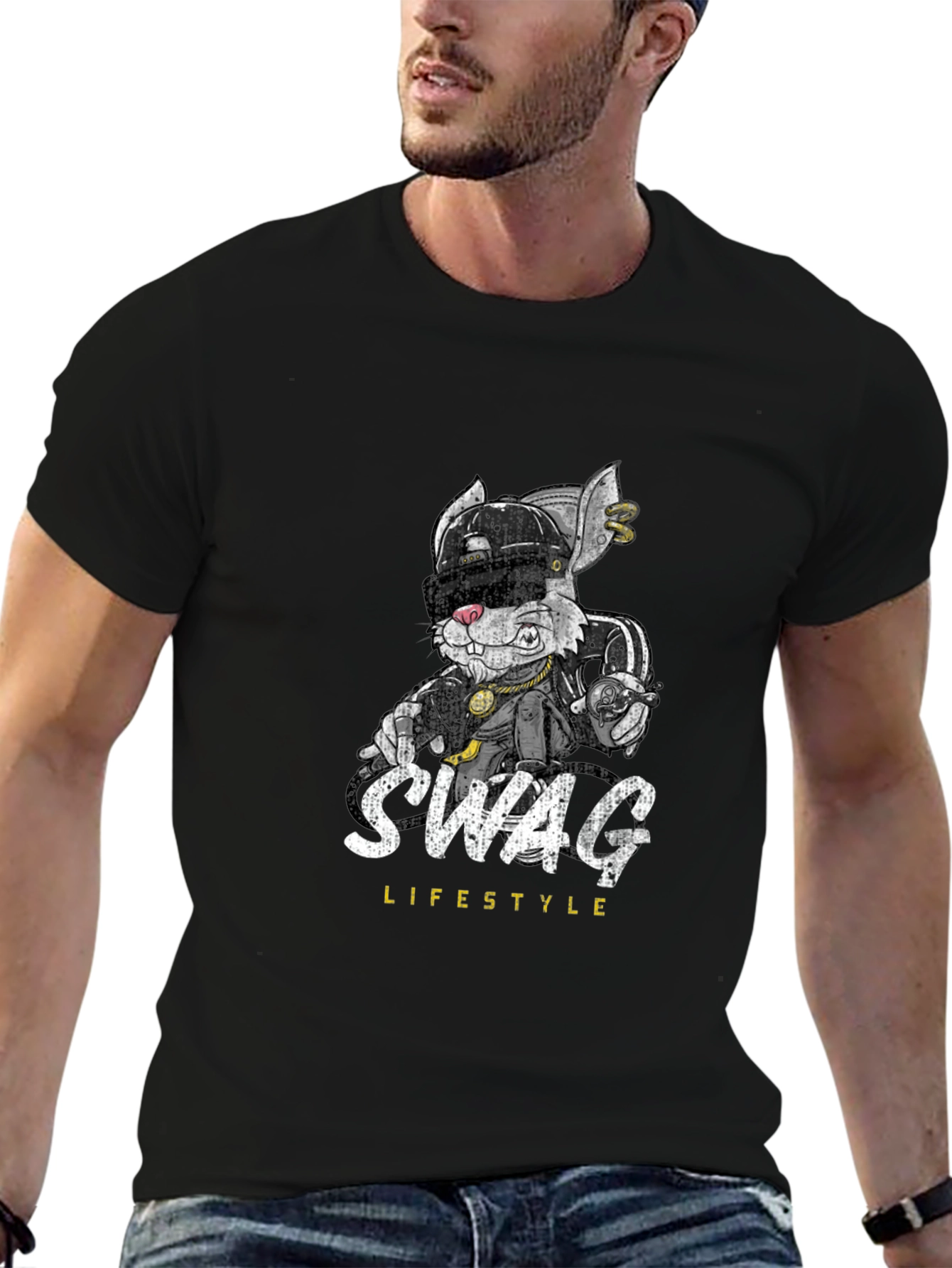 Swag Lifestyle Graphic Tee - Cool Rabbit Design
