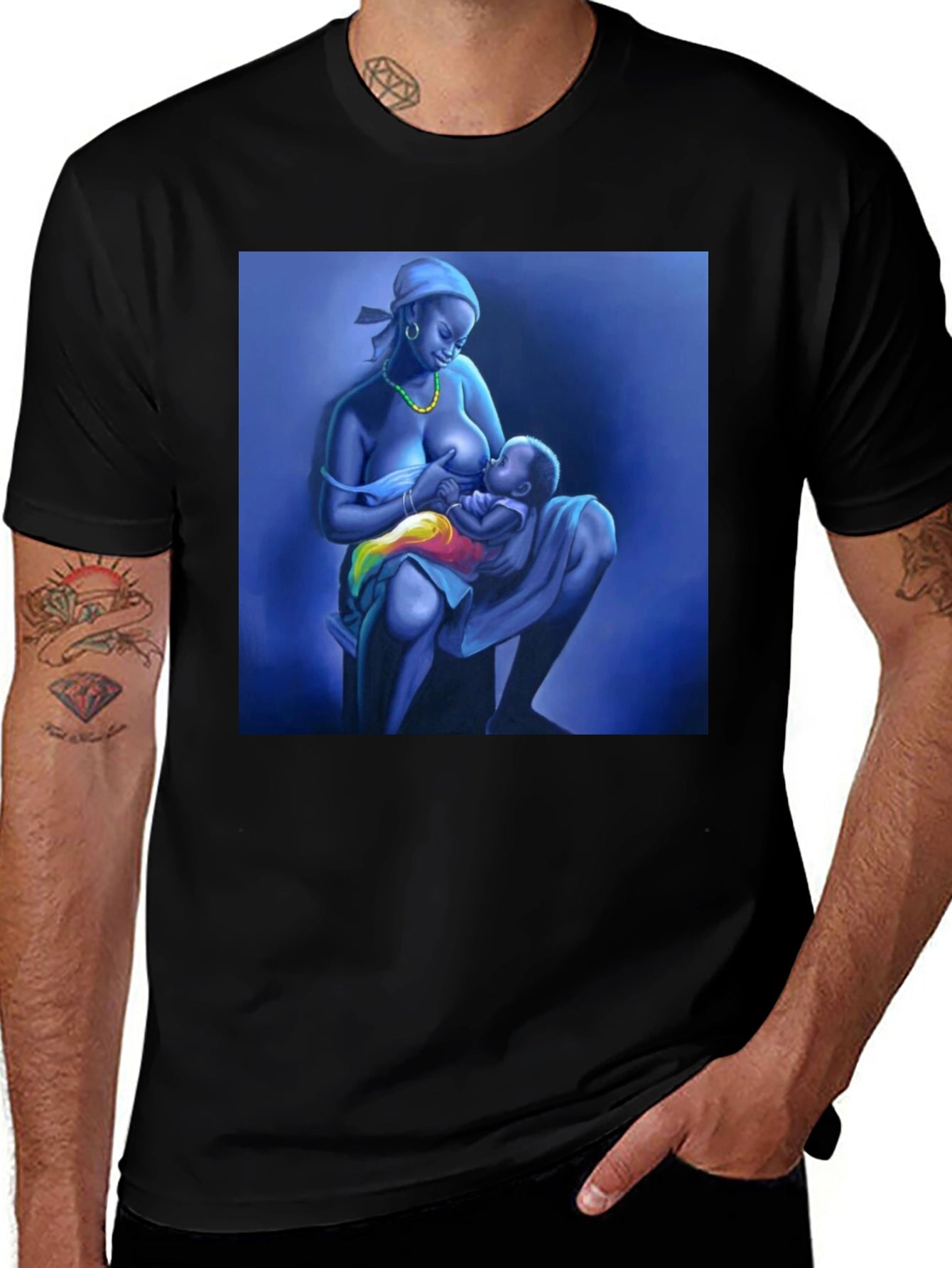 Breastfeeding Art Black T-Shirt