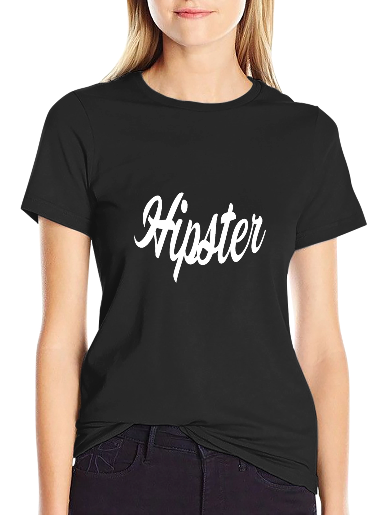 Black Hipster Graphic T-Shirt for Men
