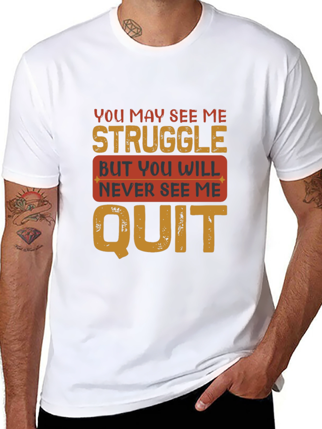 Motivational Graphic T-Shirt - Never Quit