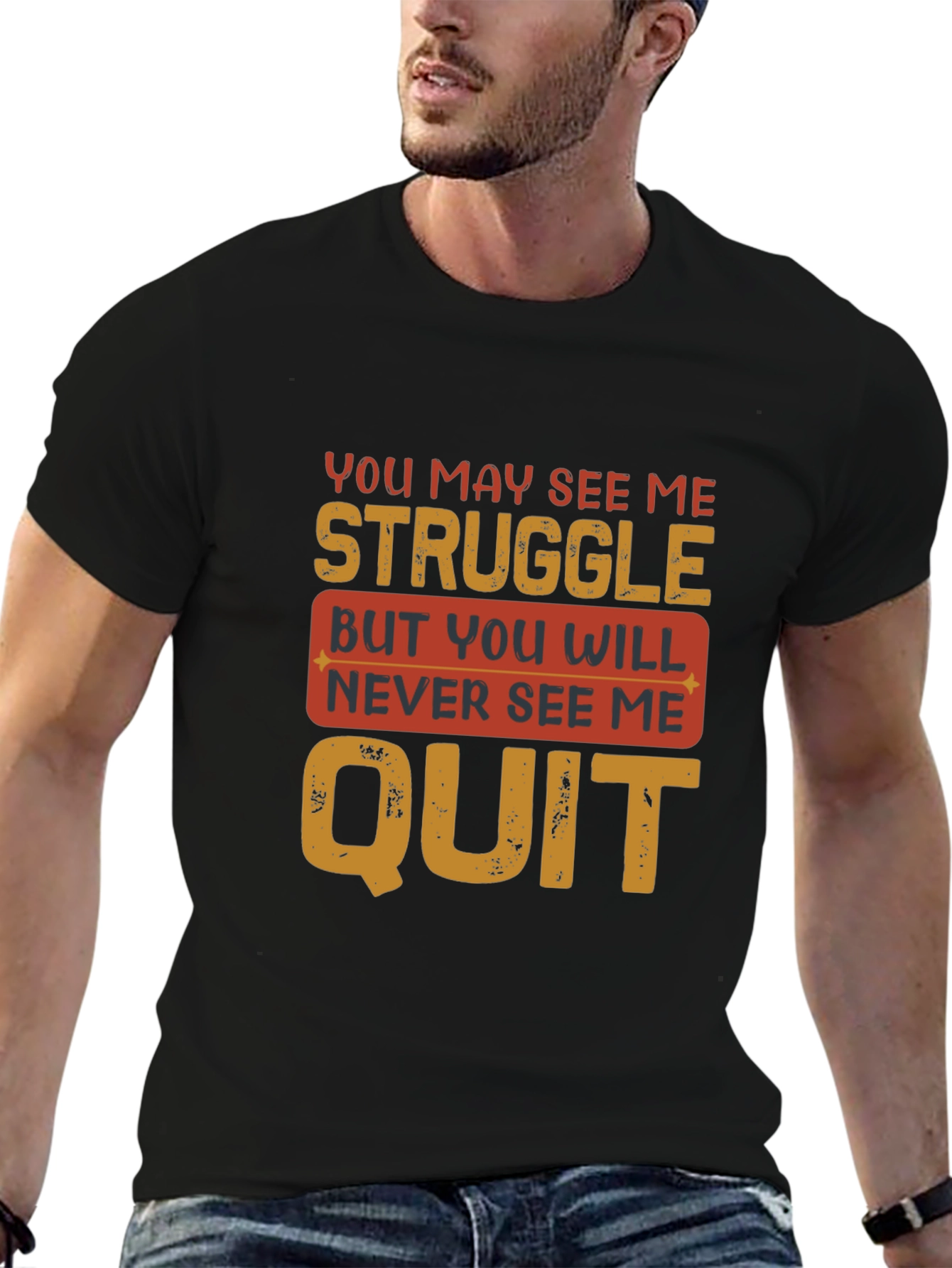 Motivational Graphic T-Shirt - Never Quit