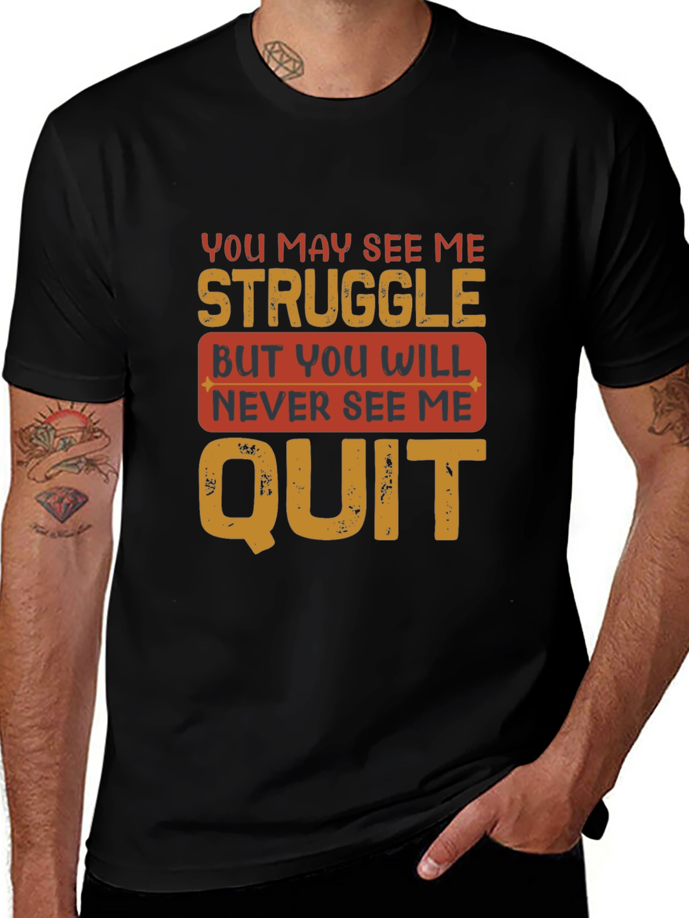 Motivational Graphic T-Shirt - Never Quit