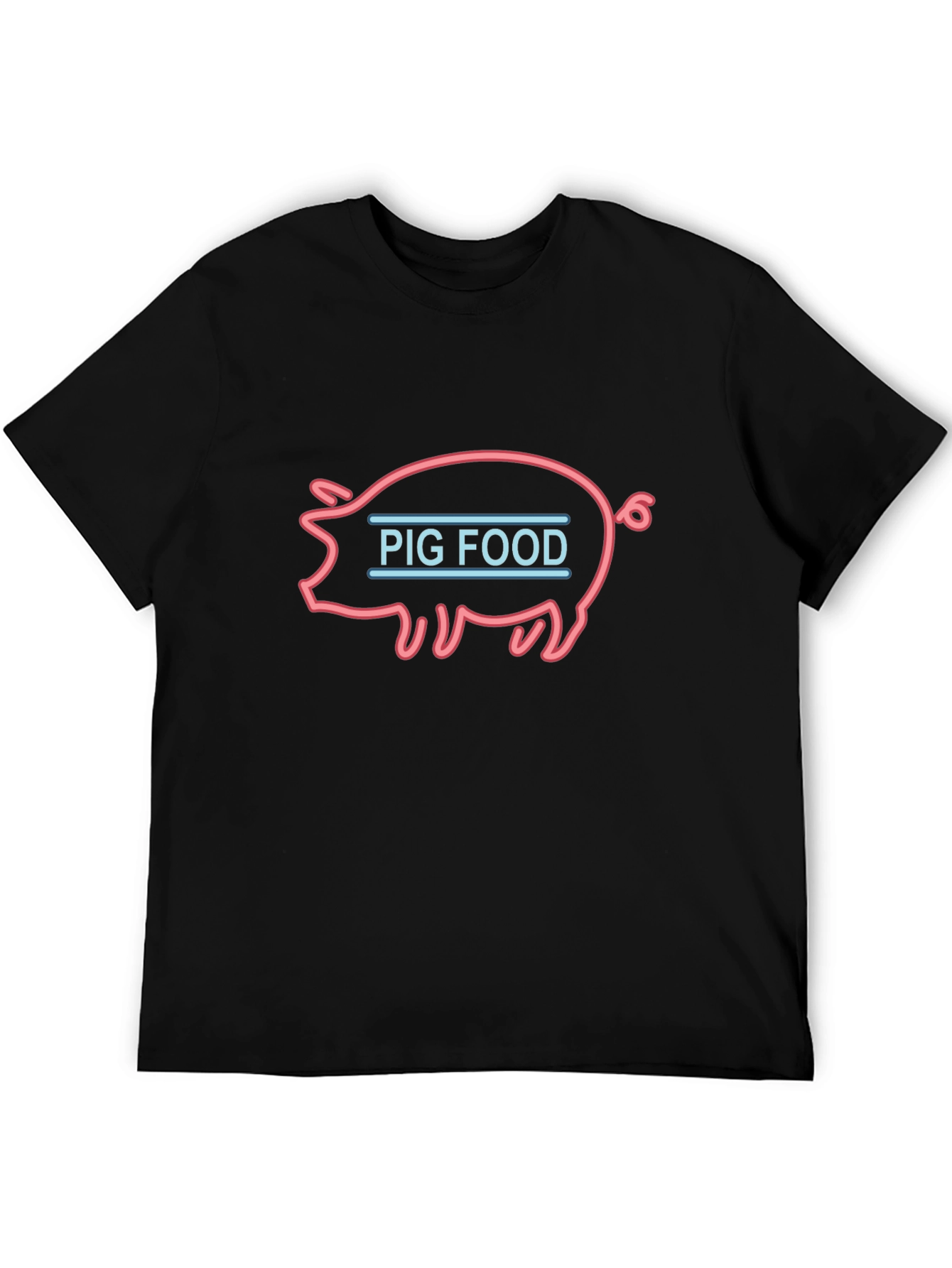 Pig Food Neon Style Black T-Shirt