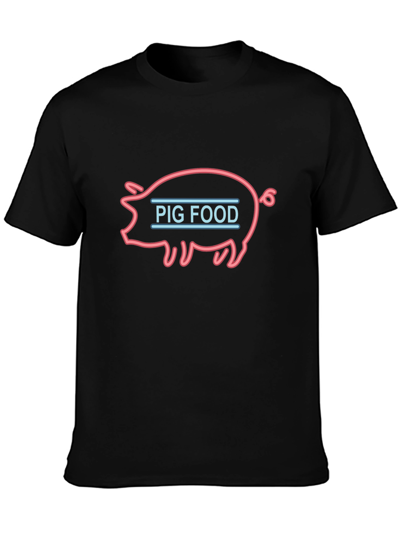 Pig Food Neon Style Black T-Shirt