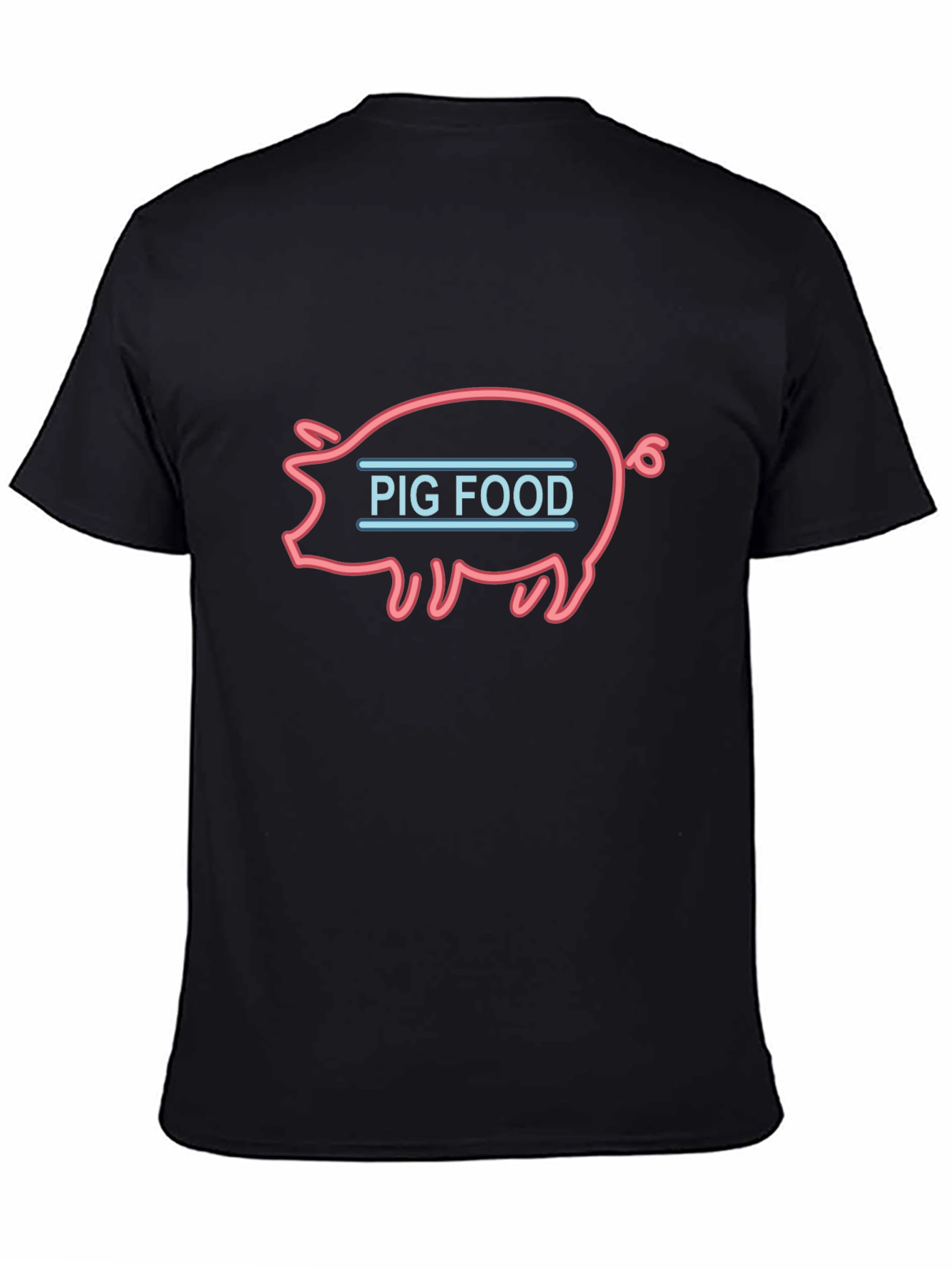 Pig Food Neon Style Black T-Shirt