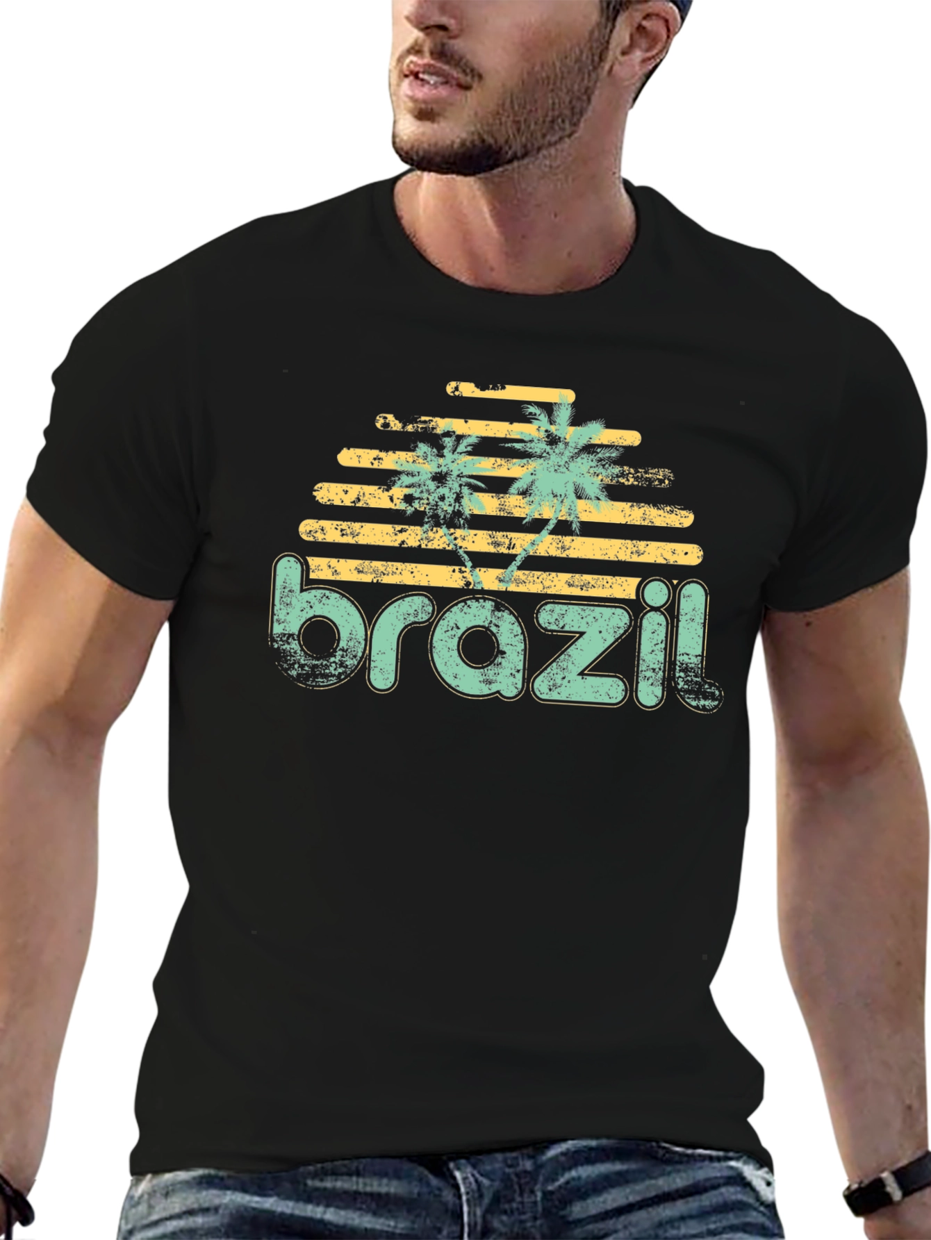 Retro Brazil T-Shirt Palm Tree Design