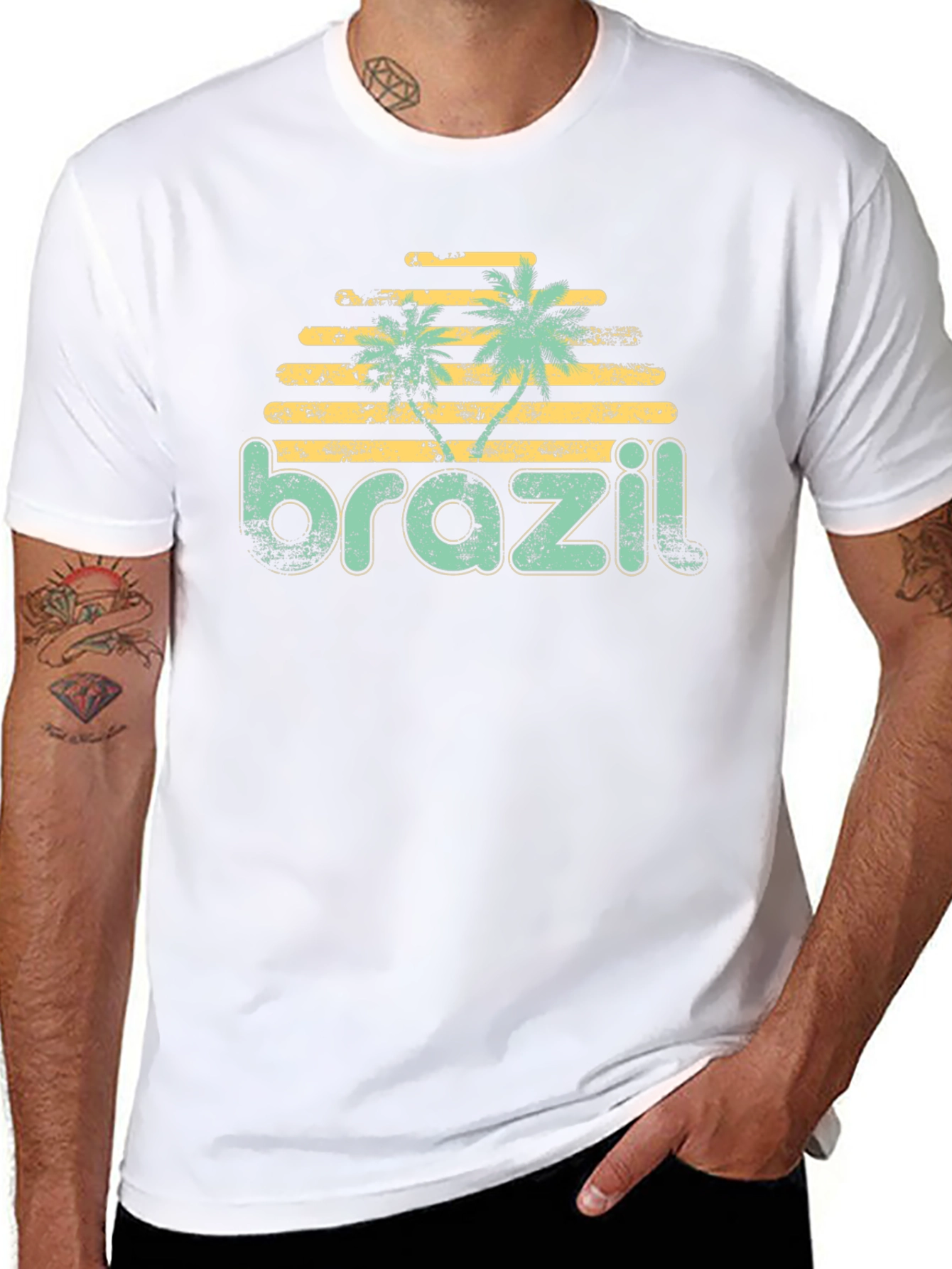 Retro Brazil T-Shirt Palm Tree Design