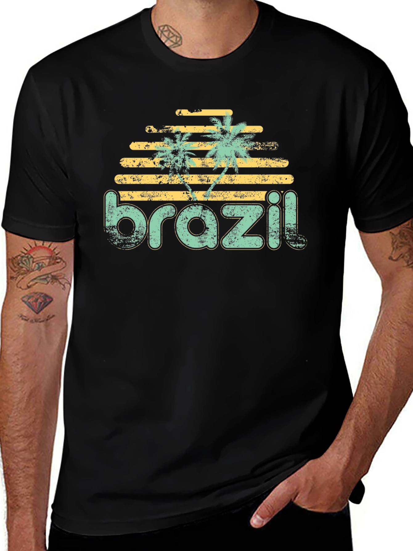 Retro Brazil T-Shirt Palm Tree Design