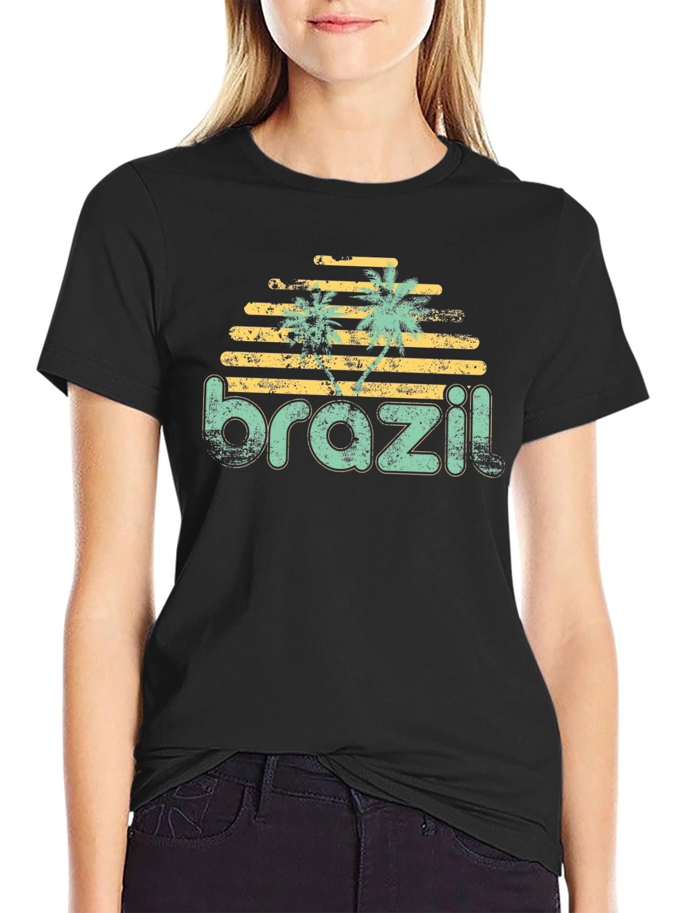 Retro Brazil T-Shirt Palm Tree Design