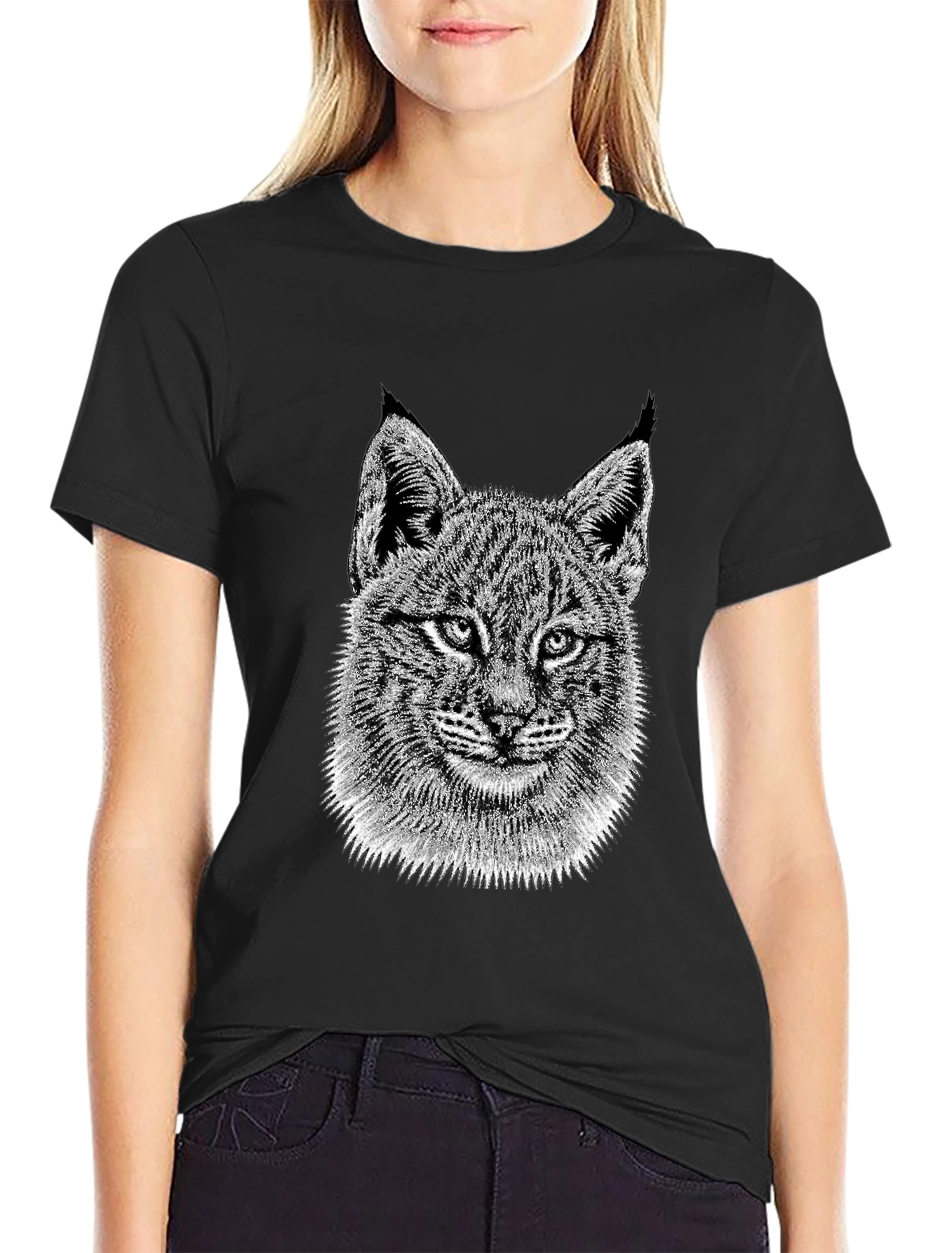 Lynx Graphic Tee - Black Crewneck T-Shirt