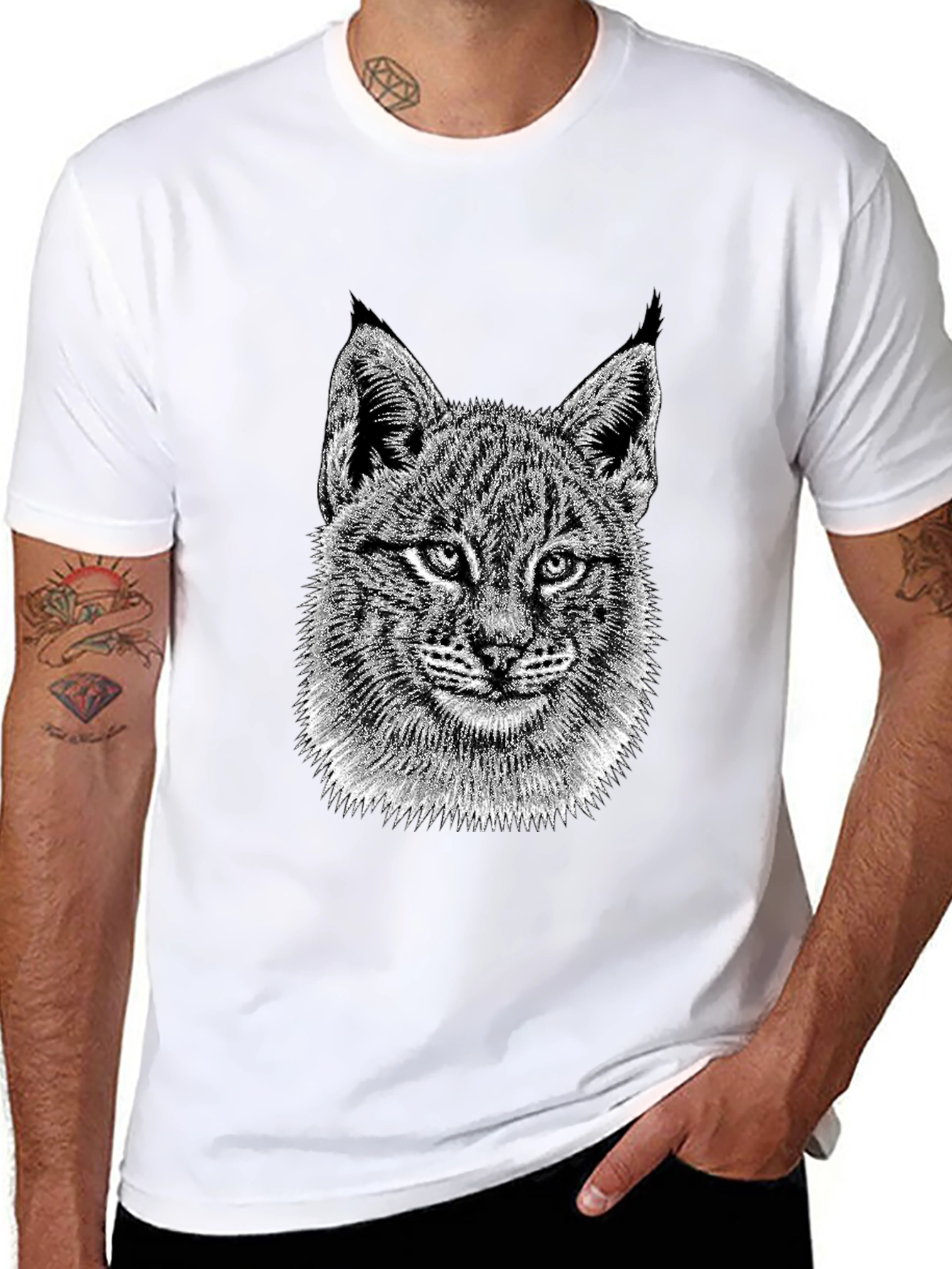 Lynx Graphic Tee - Black Crewneck T-Shirt