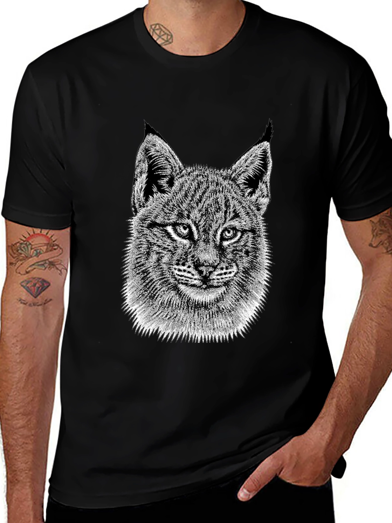 Lynx Graphic Tee - Black Crewneck T-Shirt