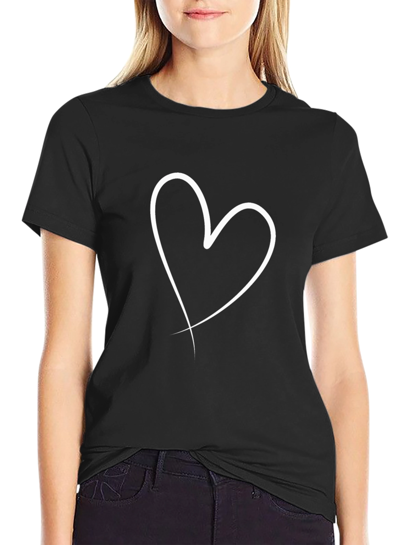 Black Heart Graphic T-Shirt Casual Tee
