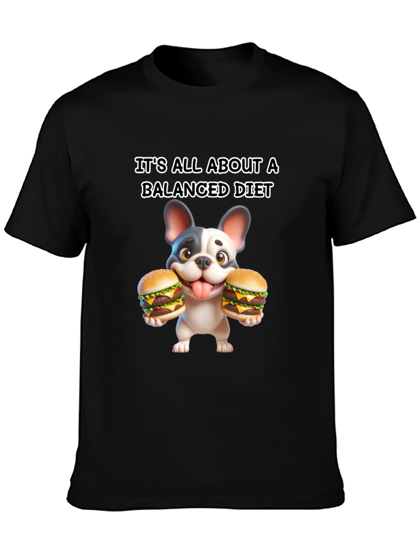 Balanced Diet Dog T-Shirt Funny Cartoon Burger Tee