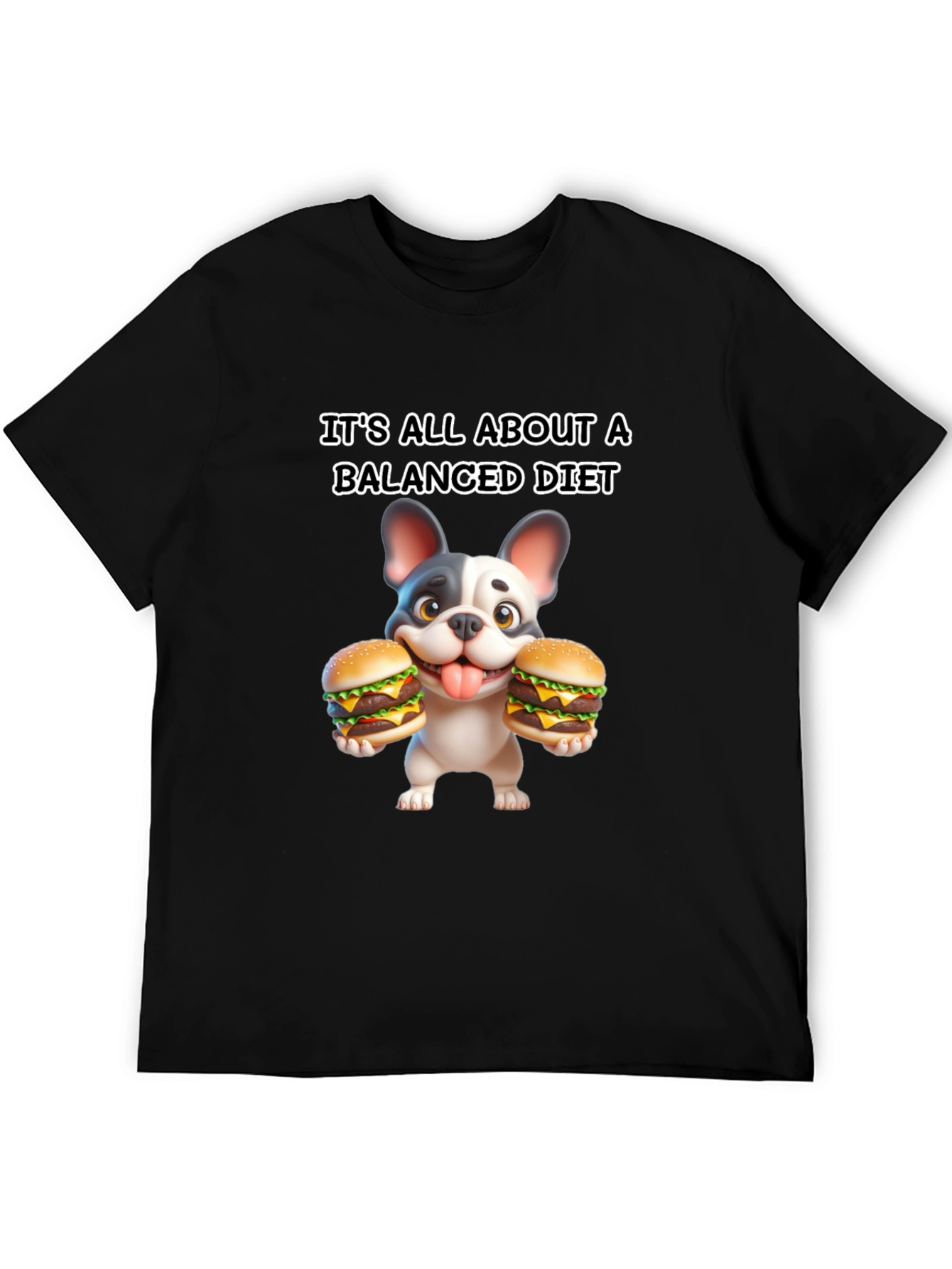 Balanced Diet Dog T-Shirt Funny Cartoon Burger Tee