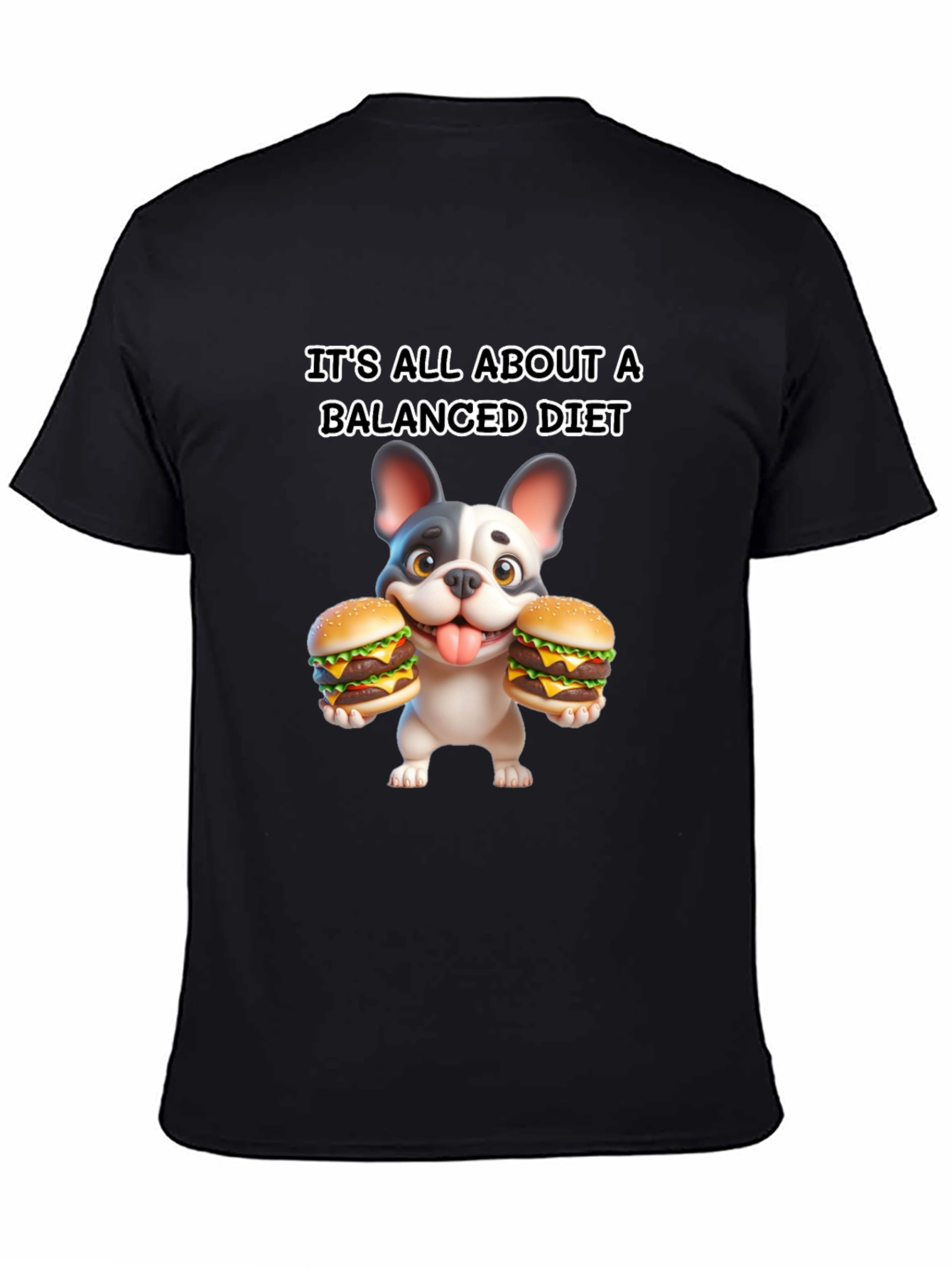 Balanced Diet Dog T-Shirt Funny Cartoon Burger Tee