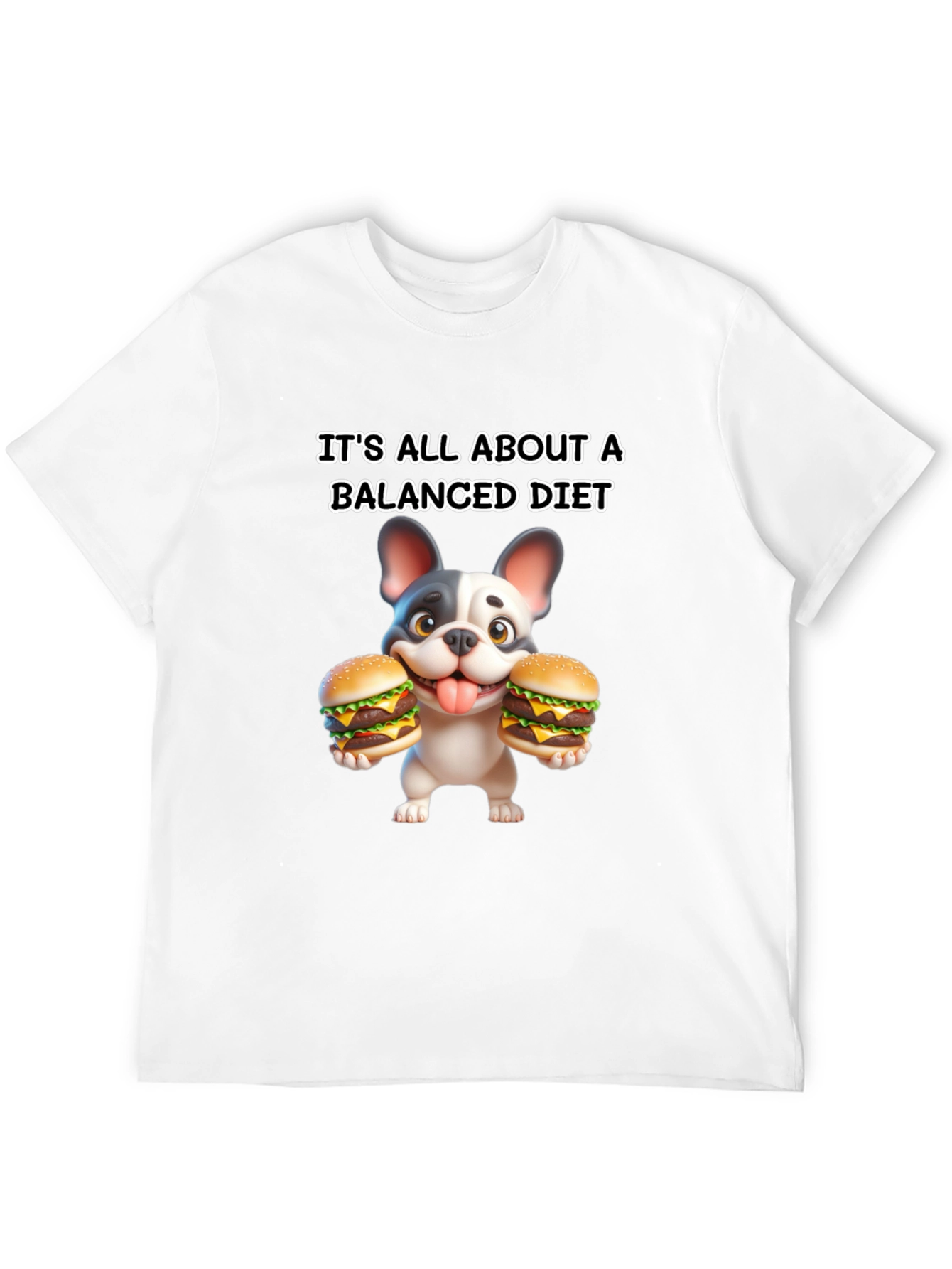Balanced Diet Dog T-Shirt Funny Cartoon Burger Tee