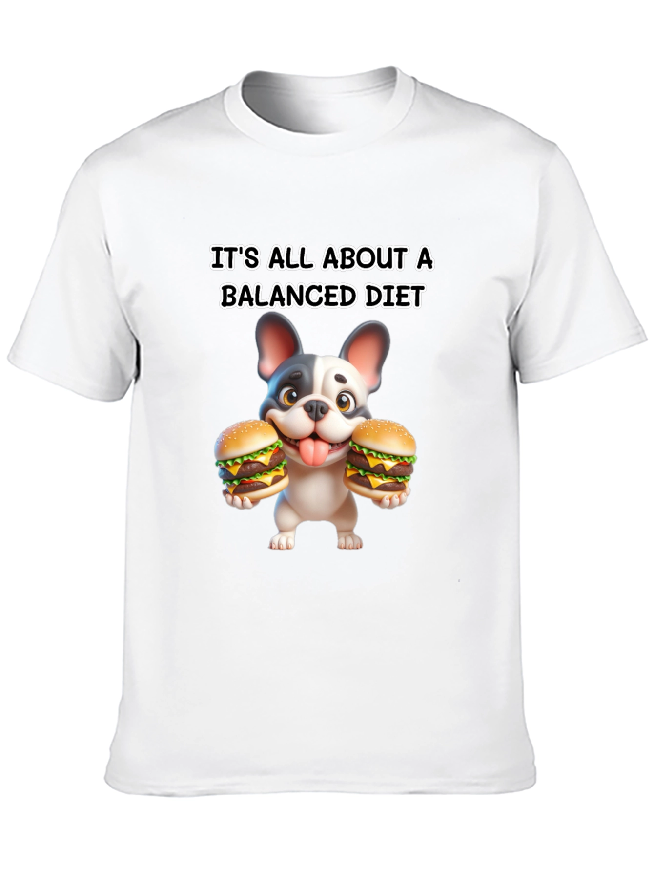 Balanced Diet Dog T-Shirt Funny Cartoon Burger Tee