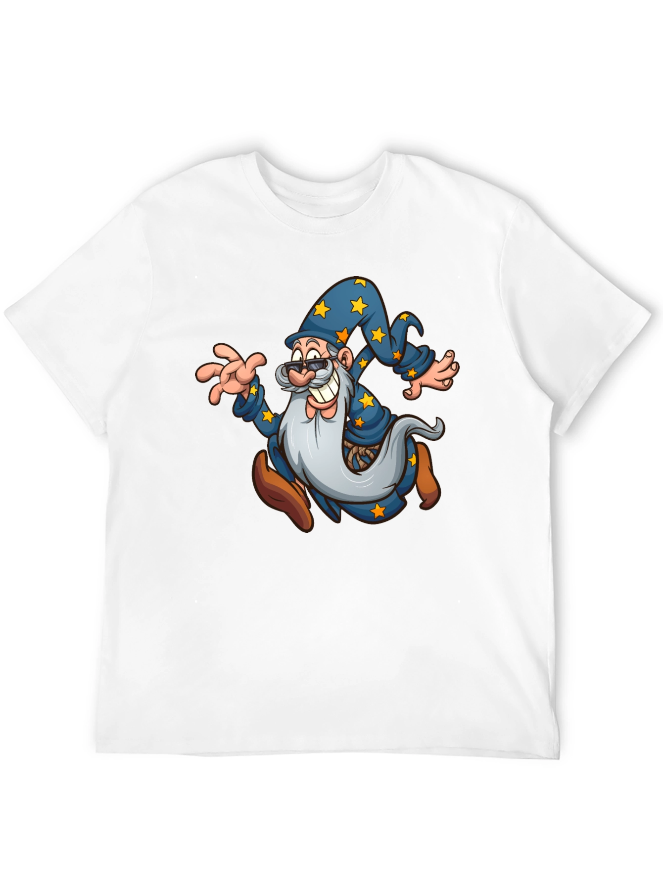 Wizard Cartoon Graphic T-Shirt - Black