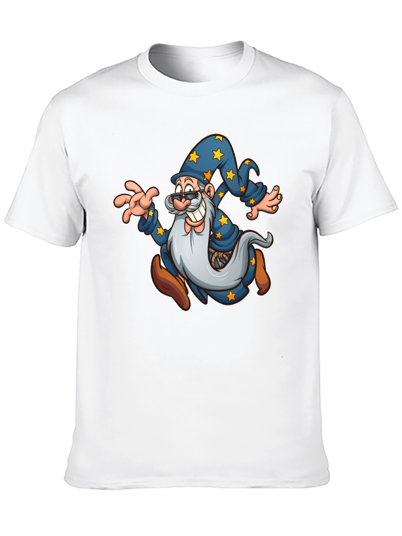 Wizard Cartoon Graphic T-Shirt - Black