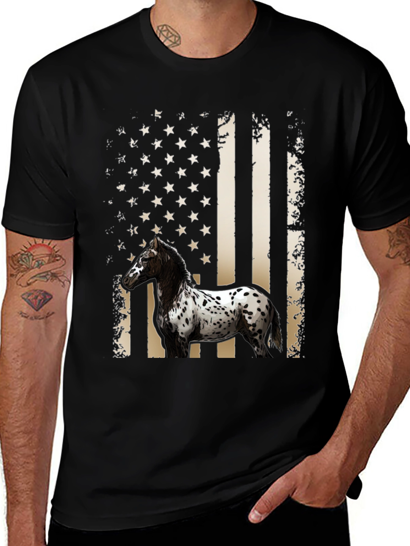 American Flag Horse T-Shirt