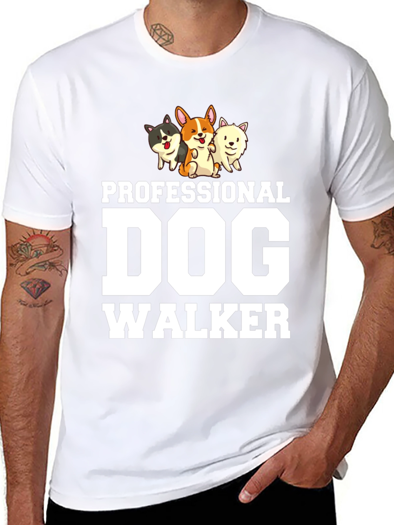 Professional Dog Walker T-Shirt Cute Corgi