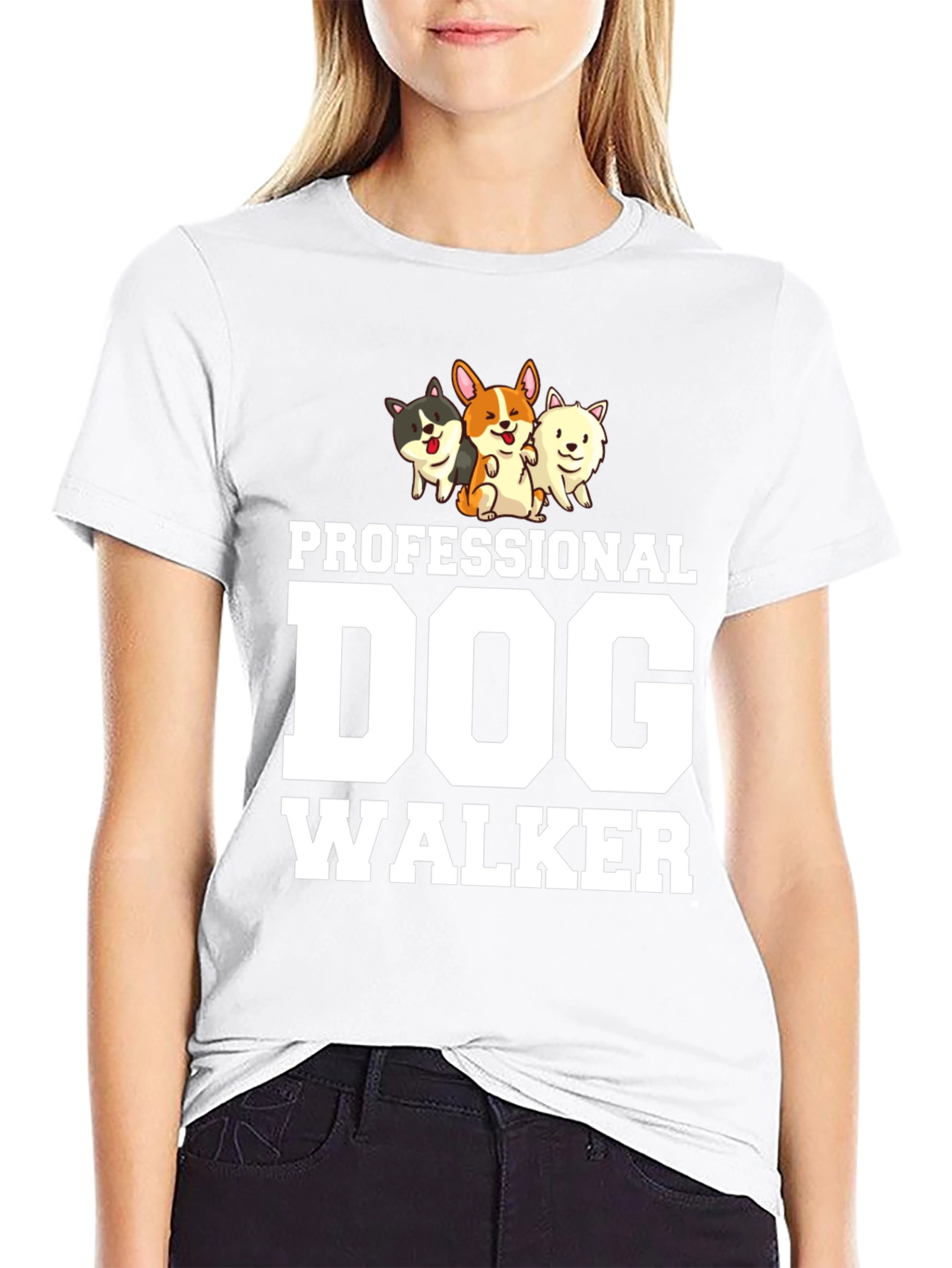 Professional Dog Walker T-Shirt Cute Corgi