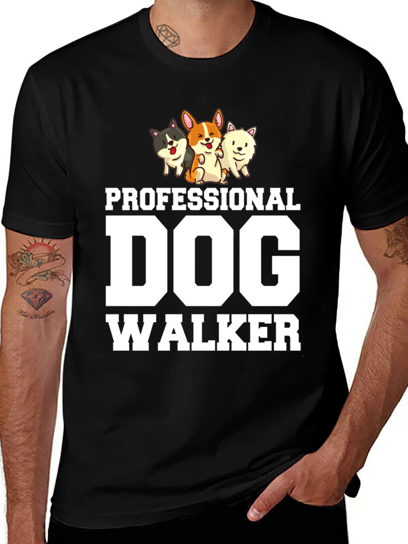 Professional Dog Walker T-Shirt Cute Corgi