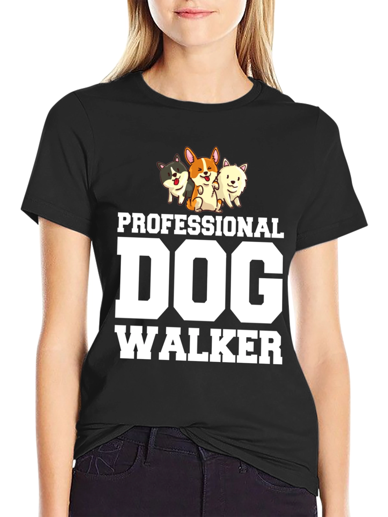Professional Dog Walker T-Shirt Cute Corgi