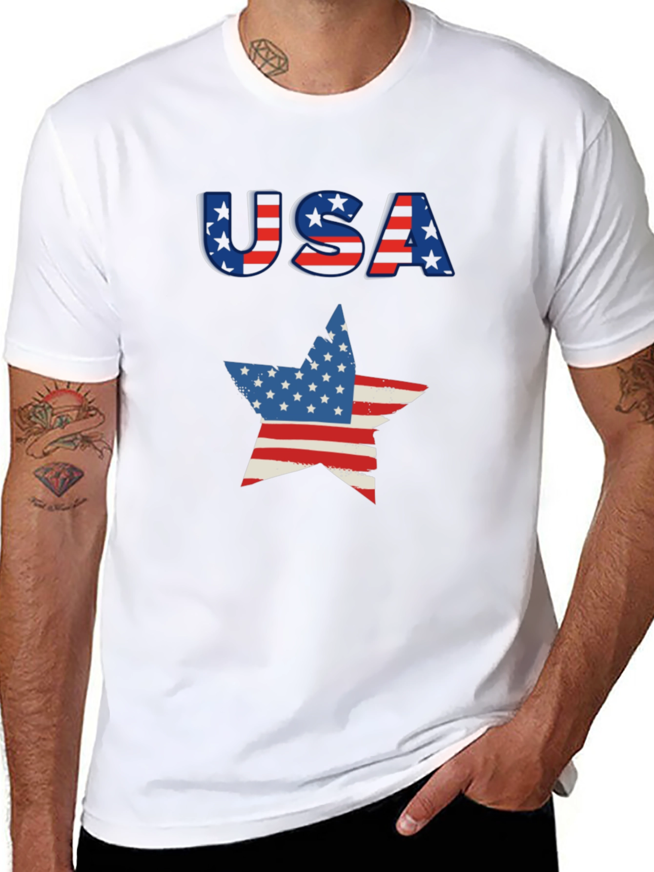 USA Flag Star Graphic Tee - Patriotic Pride