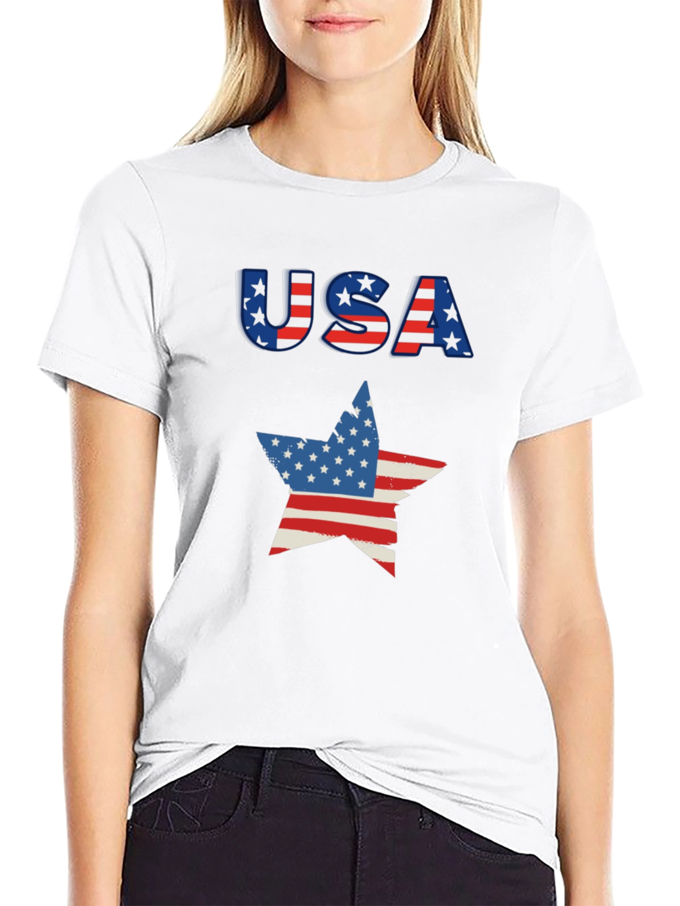 USA Flag Star Graphic Tee - Patriotic Pride
