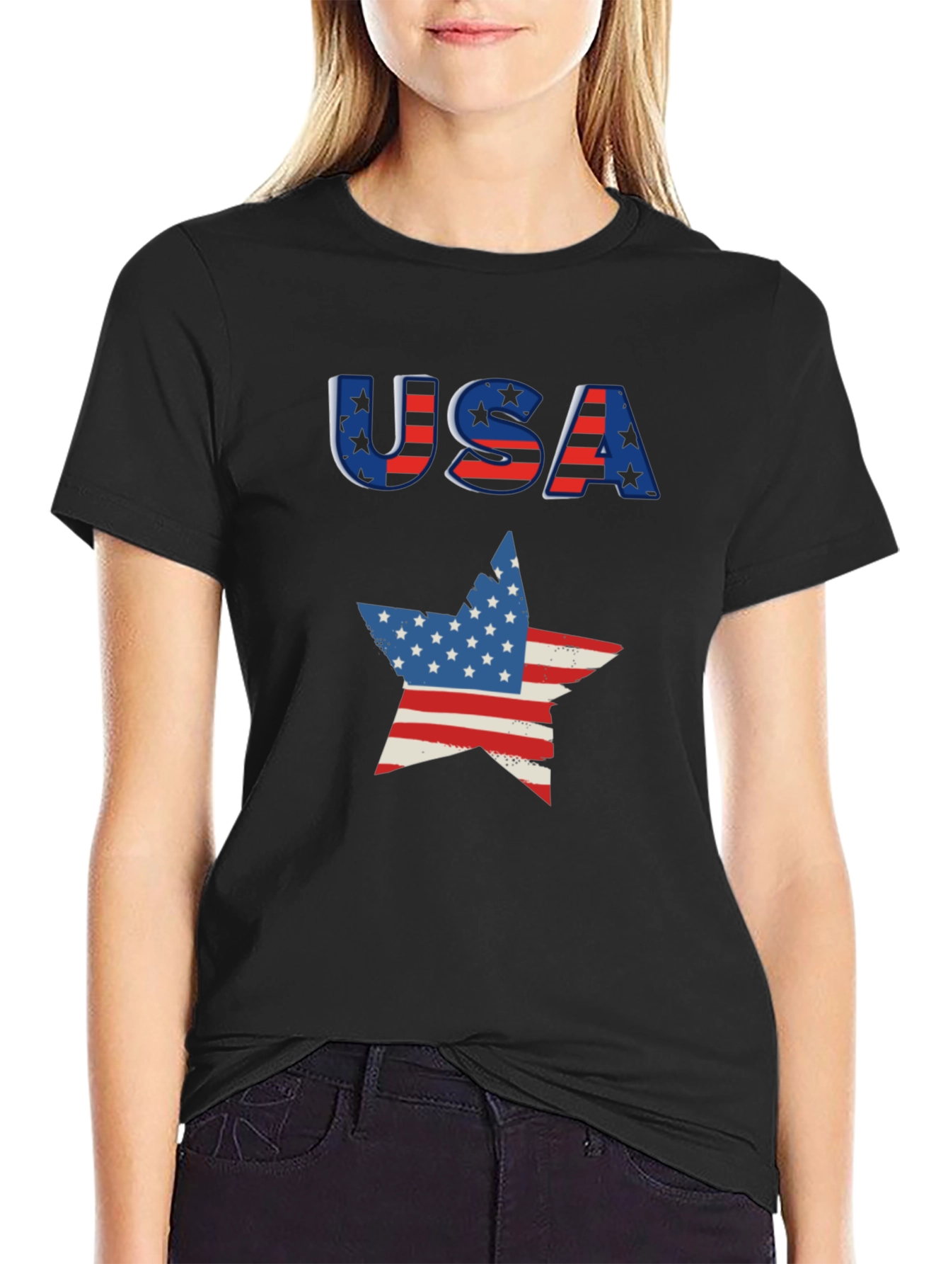 USA Flag Star Graphic Tee - Patriotic Pride