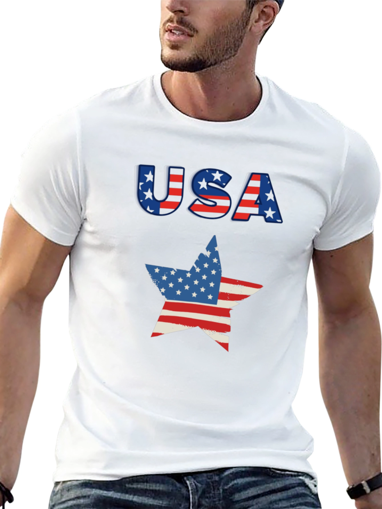 USA Flag Star Graphic Tee - Patriotic Pride