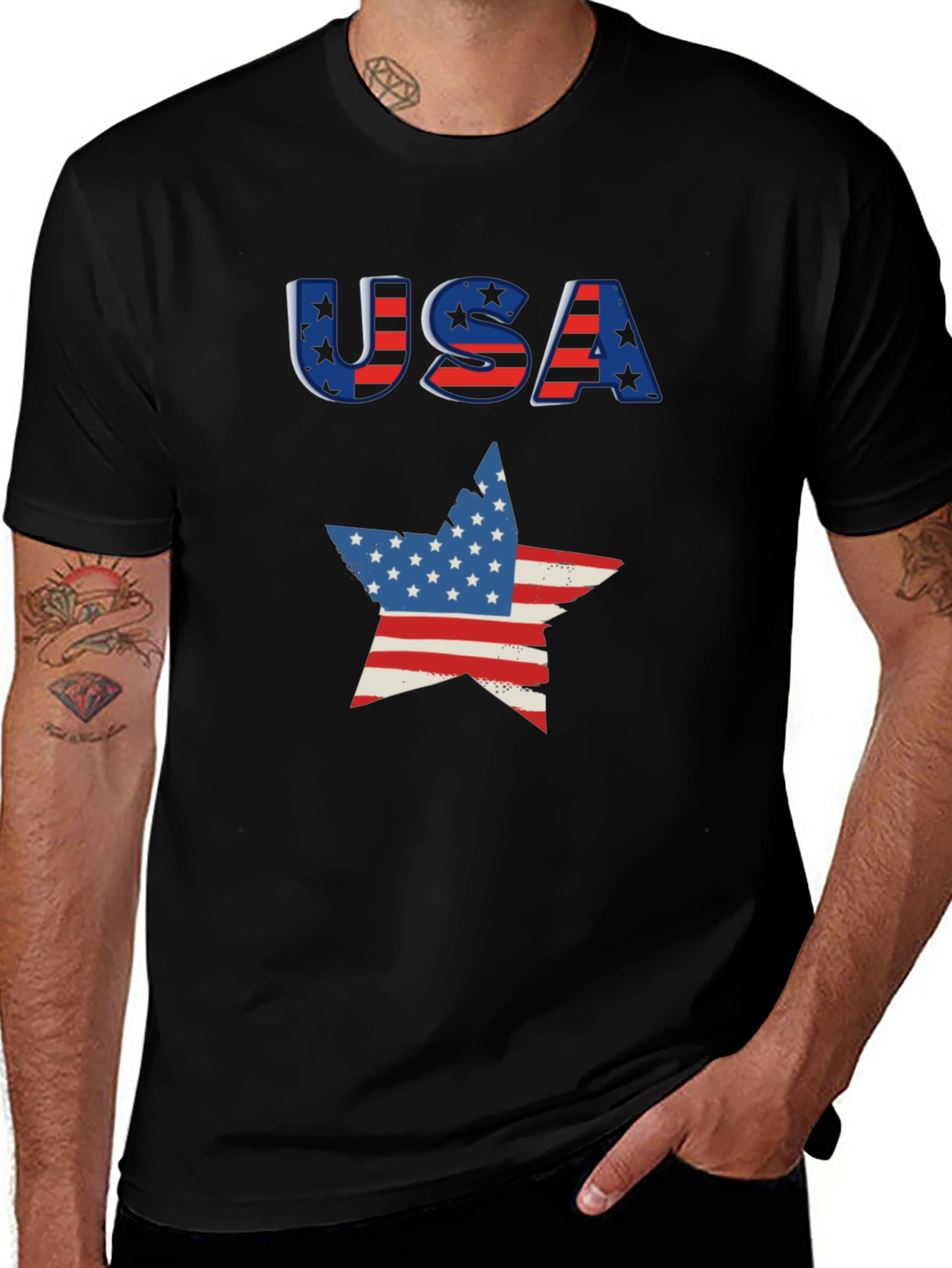 USA Flag Star Graphic Tee - Patriotic Pride