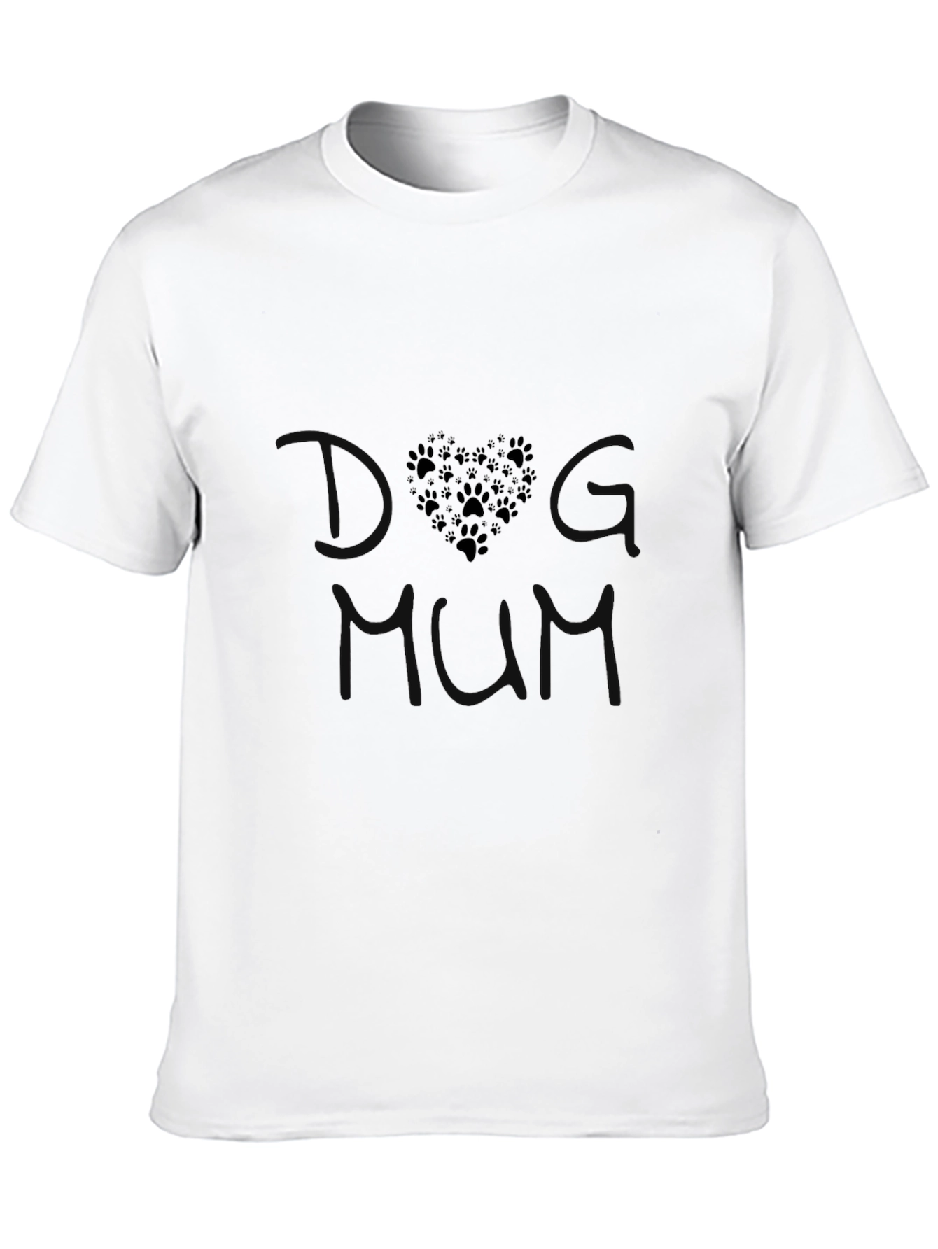 Dog Mom Paw Print Heart Graphic Tee - Black