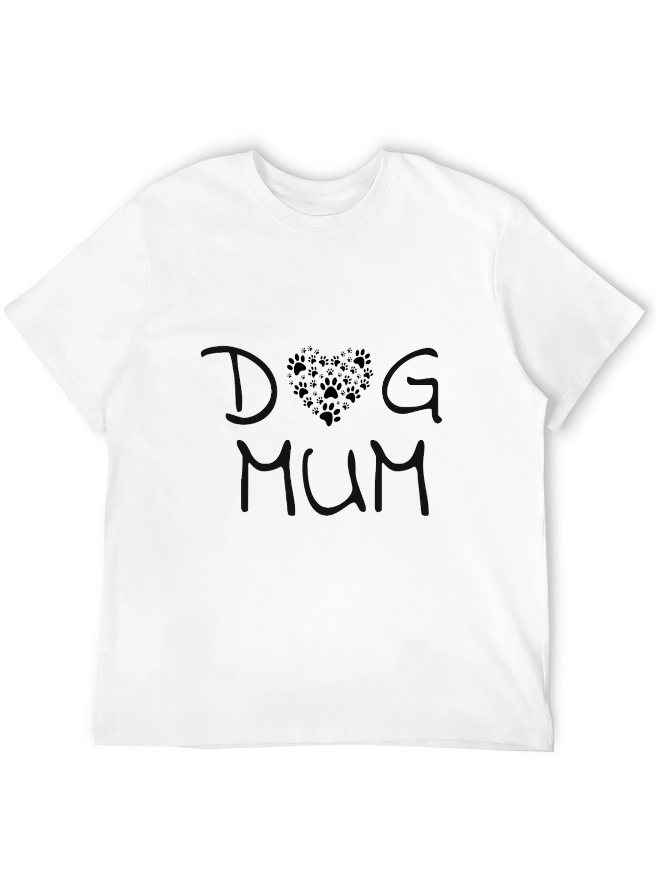 Dog Mom Paw Print Heart Graphic Tee - Black
