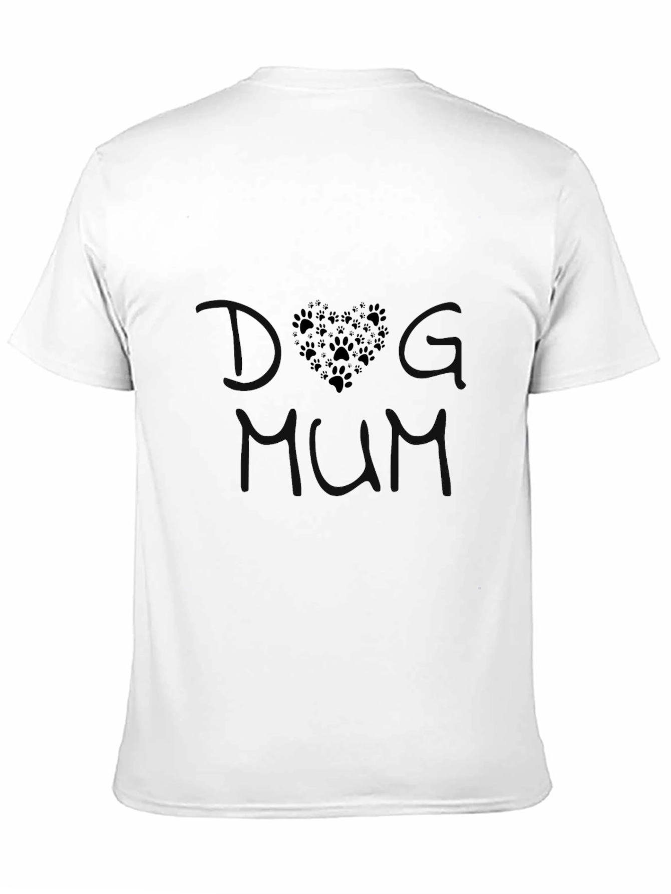 Dog Mom Paw Print Heart Graphic Tee - Black