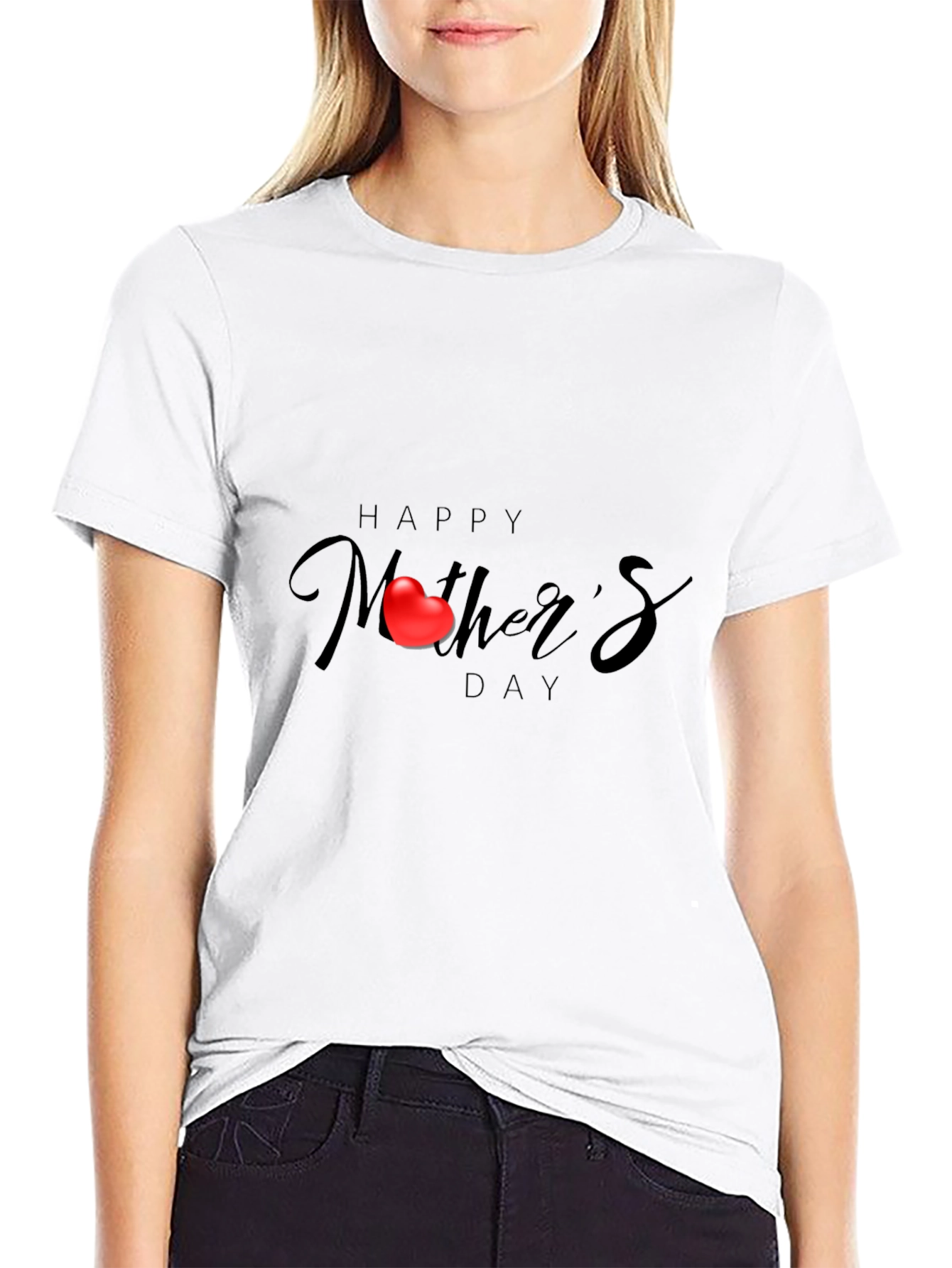 Happy Mothers Day T-Shirt - Heart Design Soft Fabric