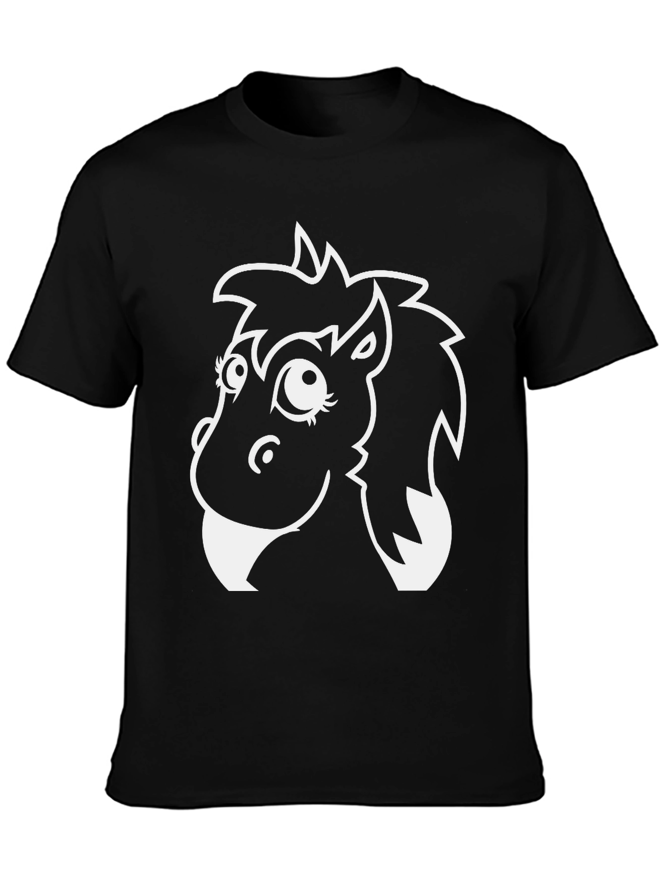 Whimsical Horse Graphic T-Shirt - Black