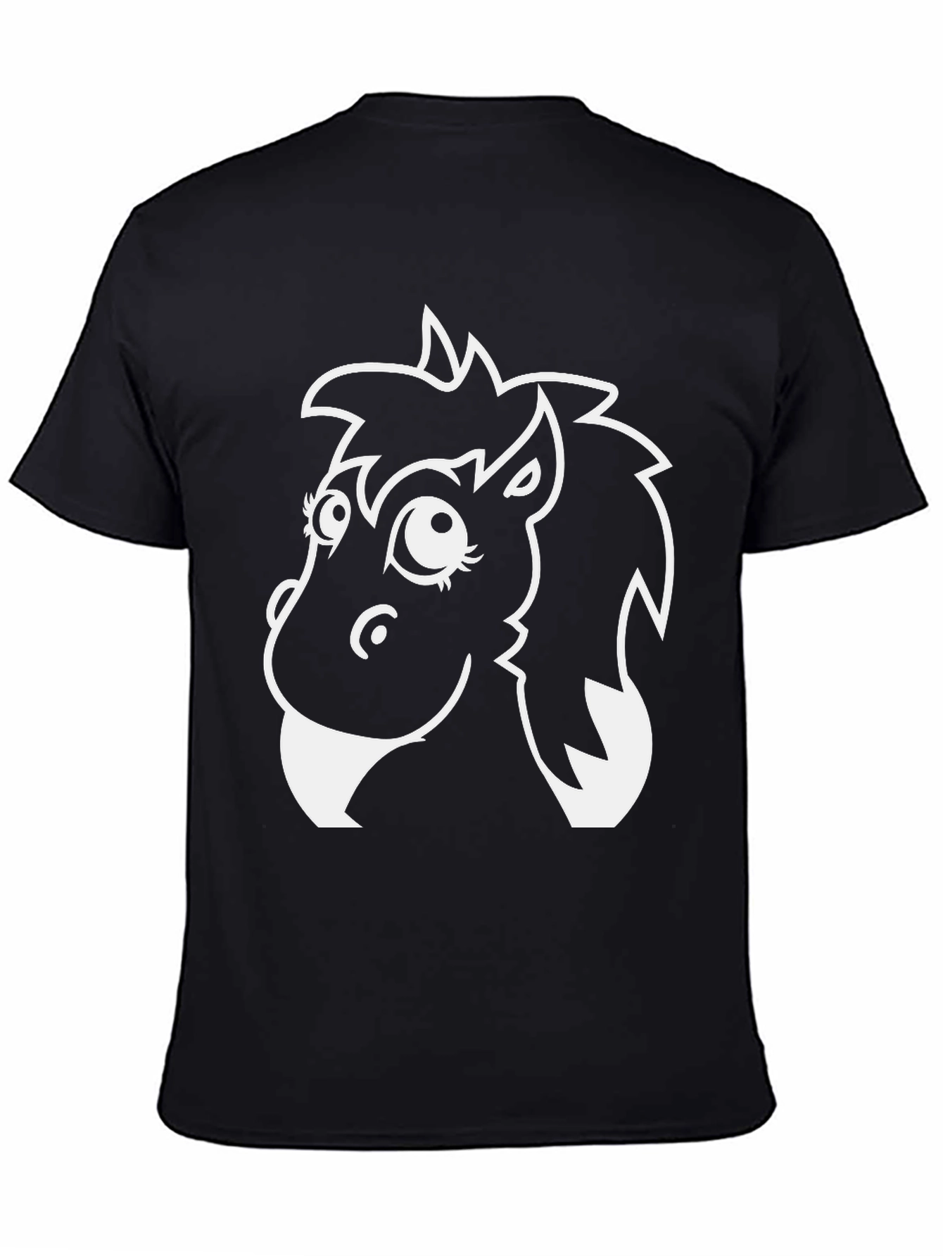 Whimsical Horse Graphic T-Shirt - Black