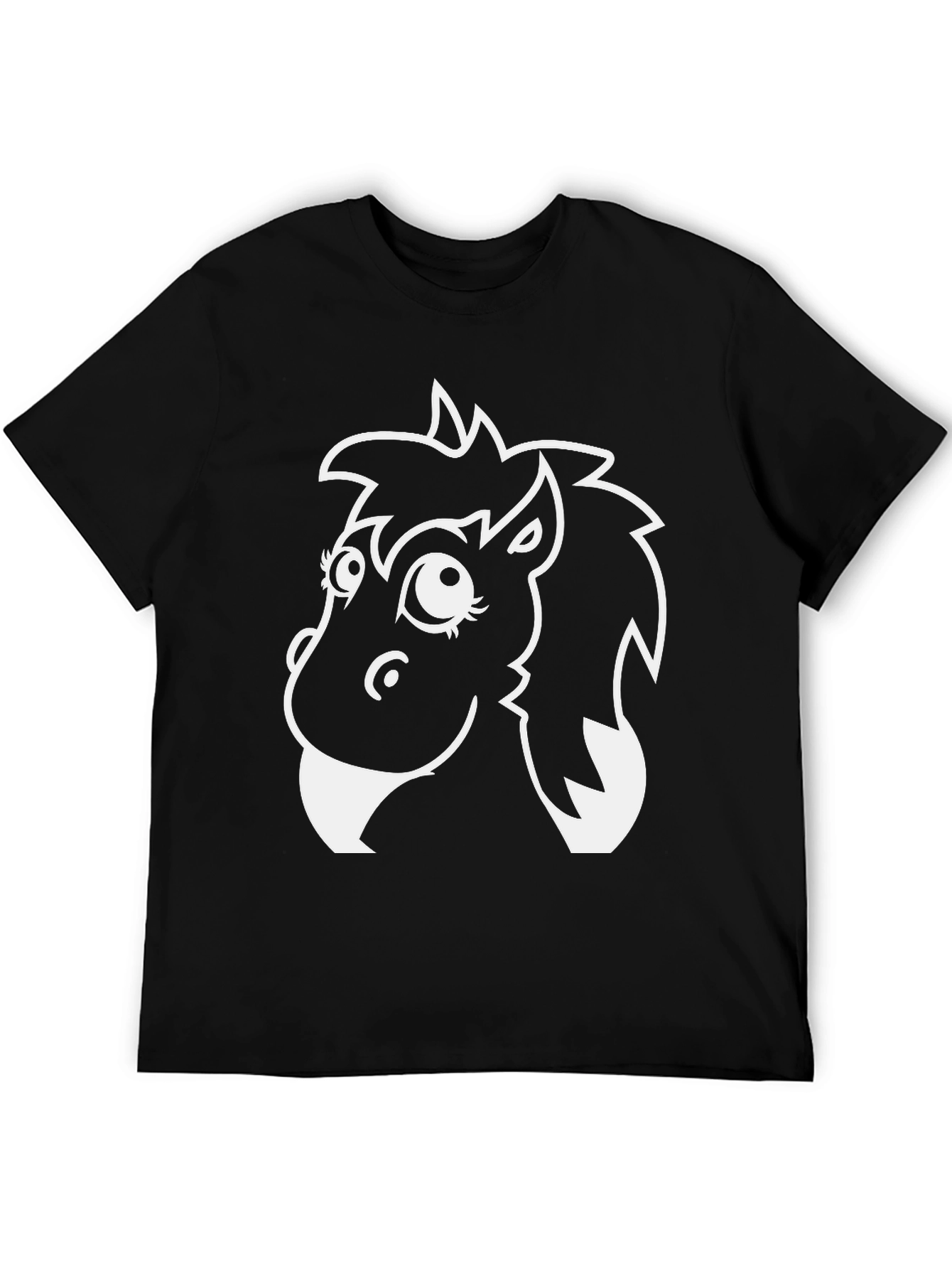 Whimsical Horse Graphic T-Shirt - Black