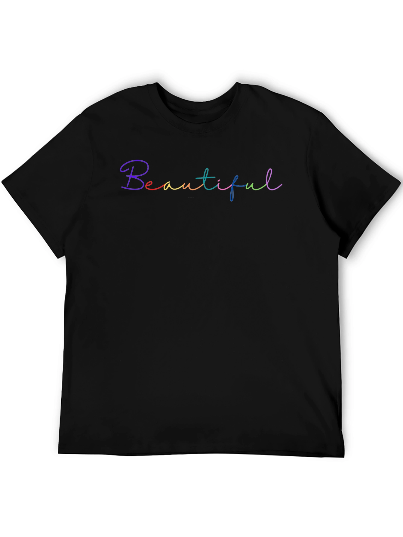 Beautiful Rainbow Script Black T-Shirt