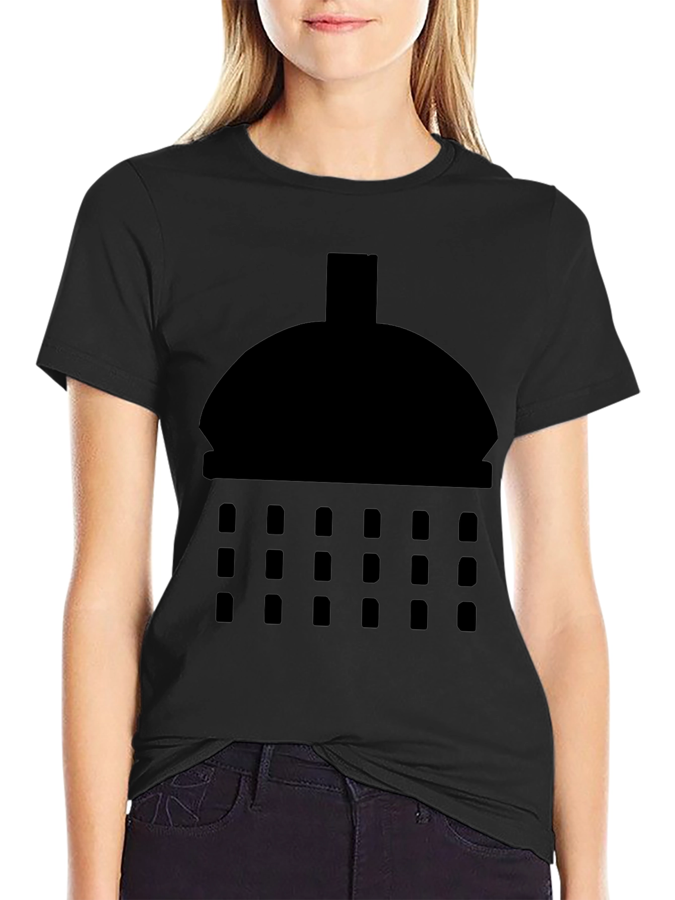 Shower Head Graphic Tee - Modern Black T-Shirt