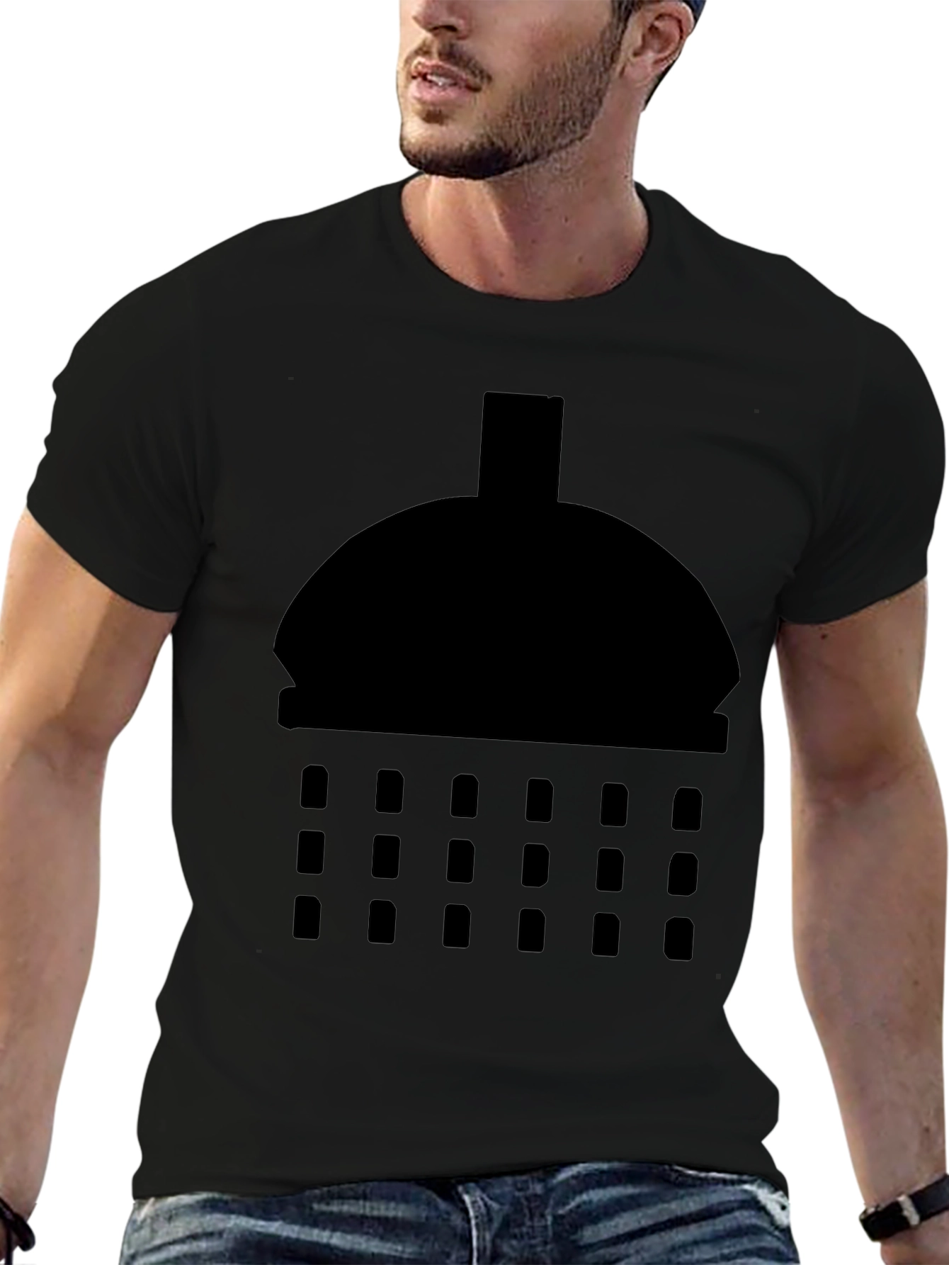 Shower Head Graphic Tee - Modern Black T-Shirt