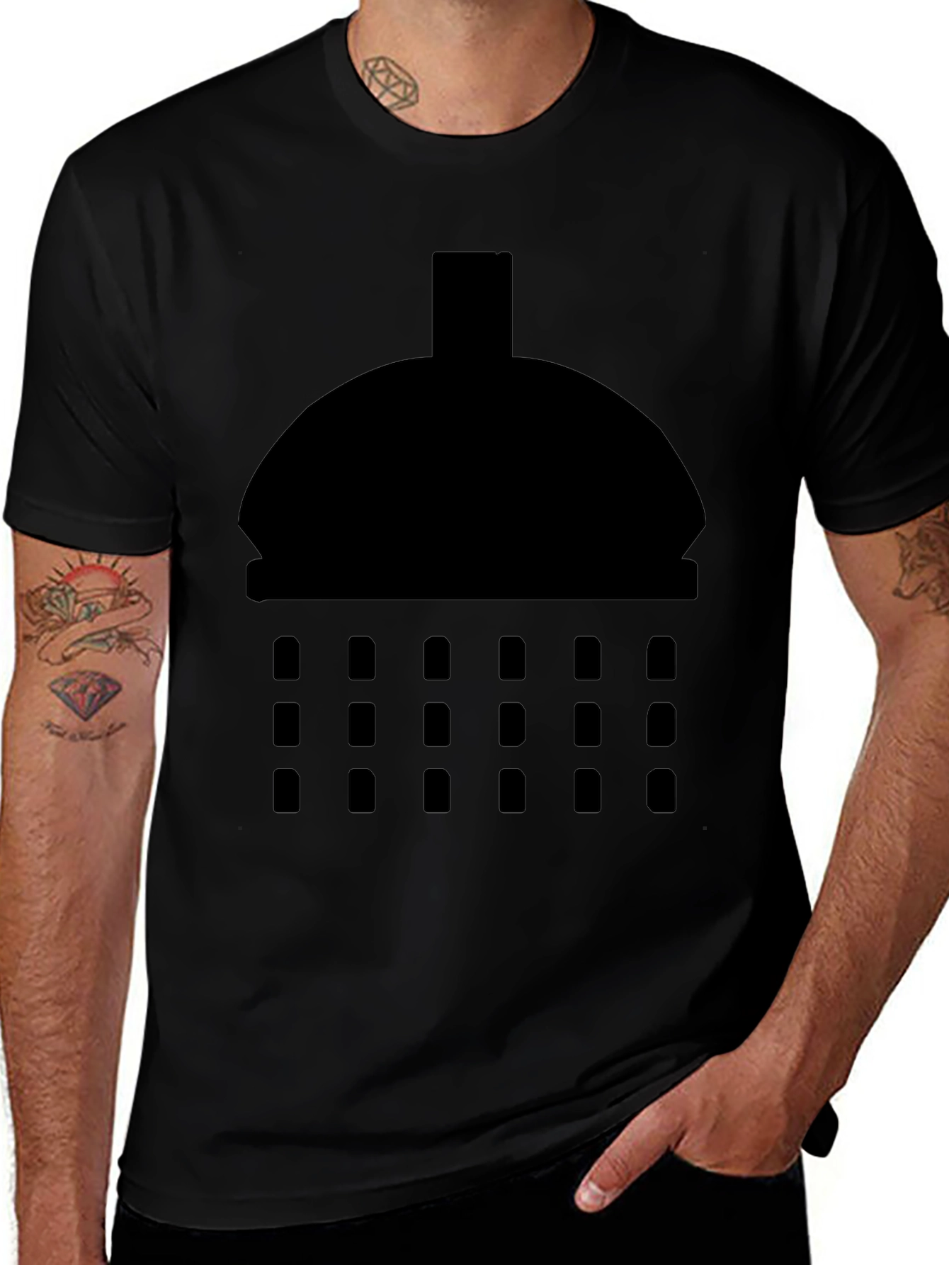 Shower Head Graphic Tee - Modern Black T-Shirt