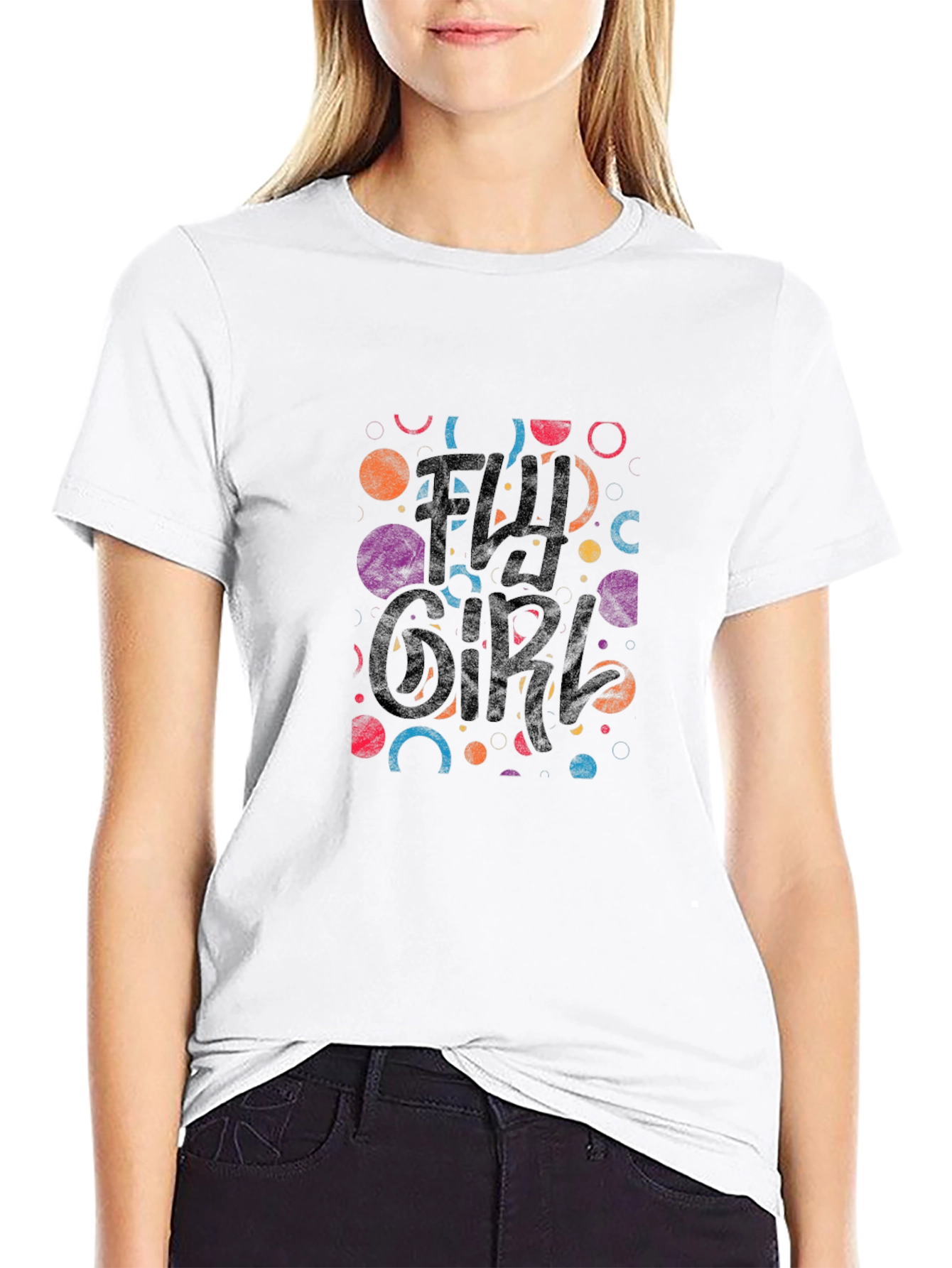 Fly Girl Graphic Tee - Black Cotton Casual T-Shirt