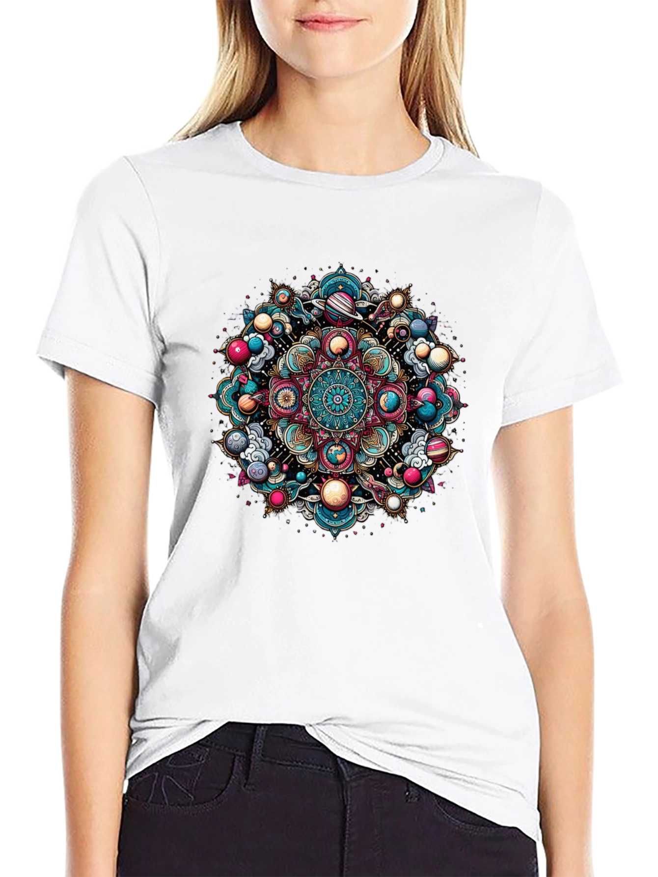 Cosmic Mandala Graphic Tee - Black Unisex T-Shirt
