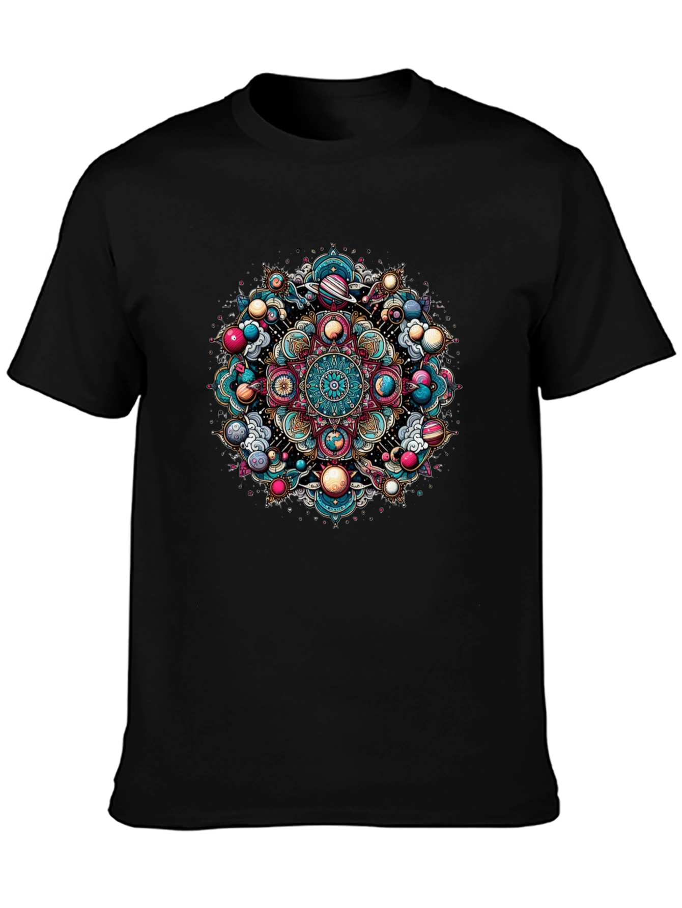 Cosmic Mandala Graphic Tee - Black Unisex T-Shirt