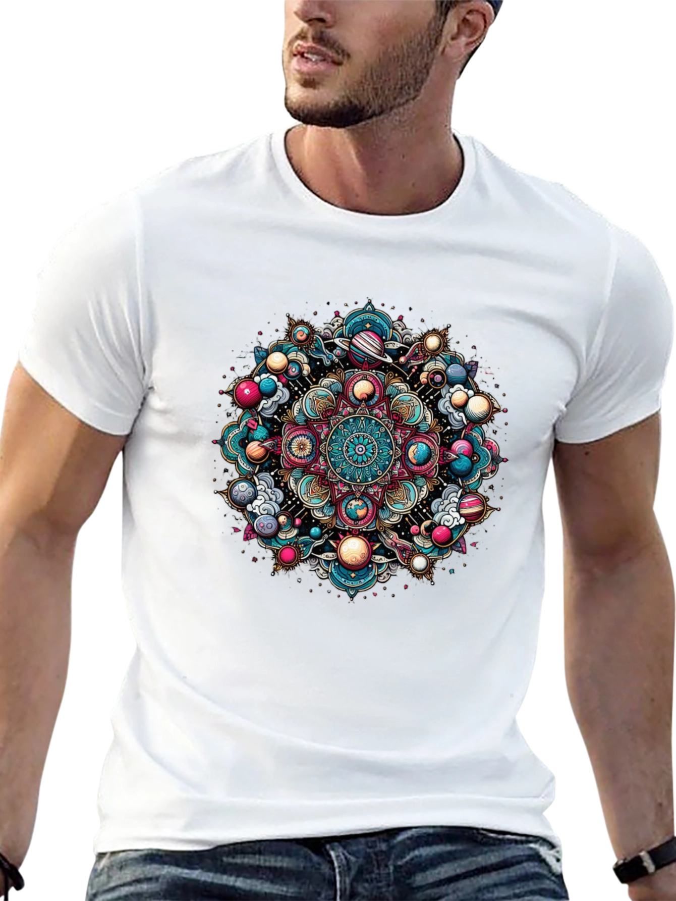 Cosmic Mandala Graphic Tee - Black Unisex T-Shirt