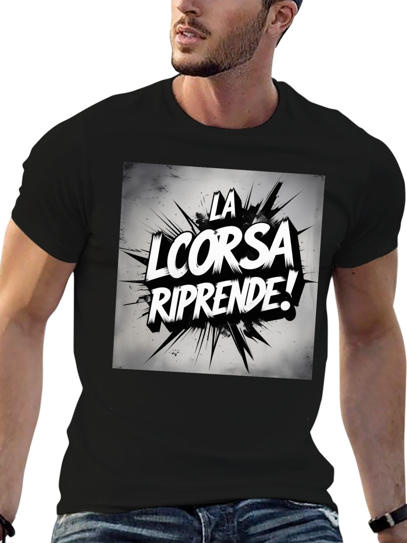 La Corsa Riprende! Graphic Black Tee